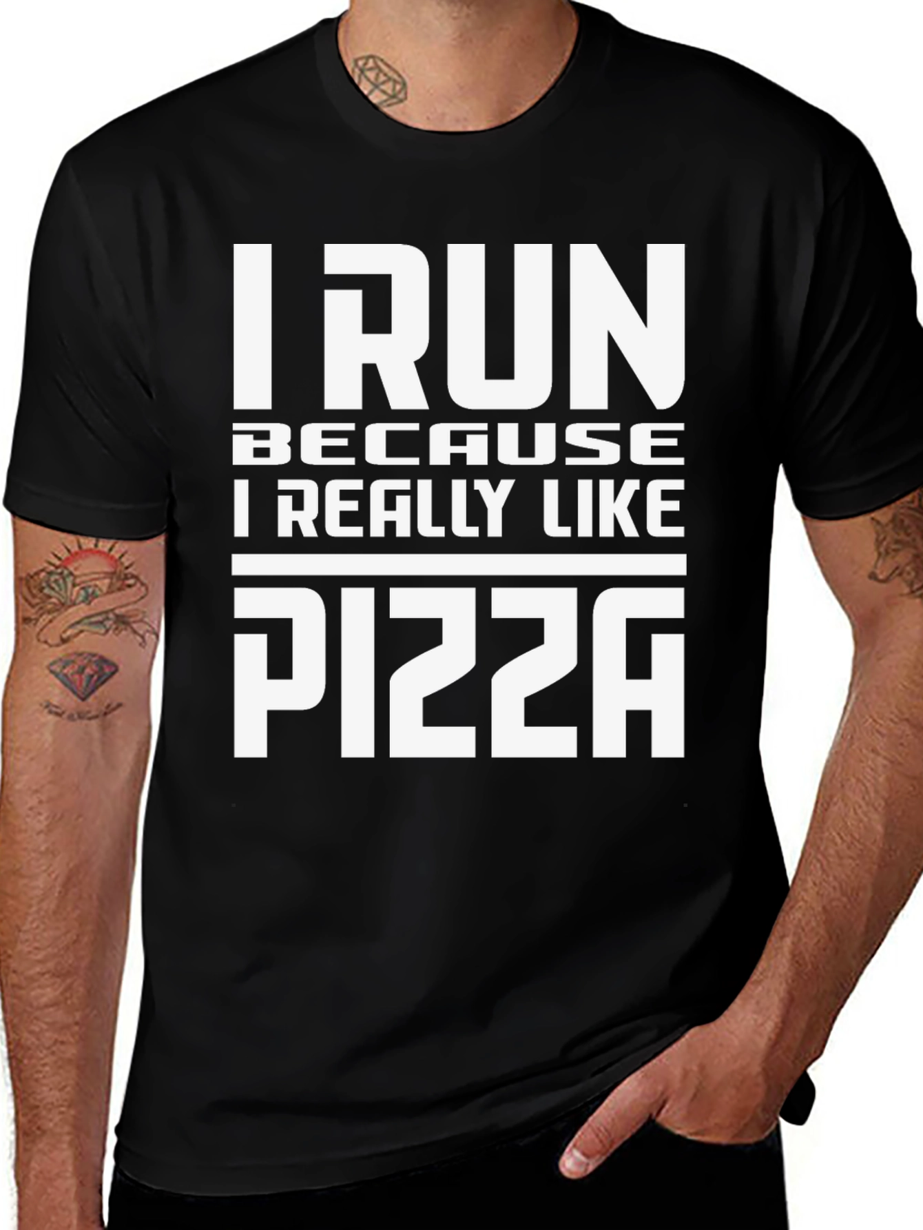 Variant 8 of I Run Because I Really Like Pizza Graphic Tee