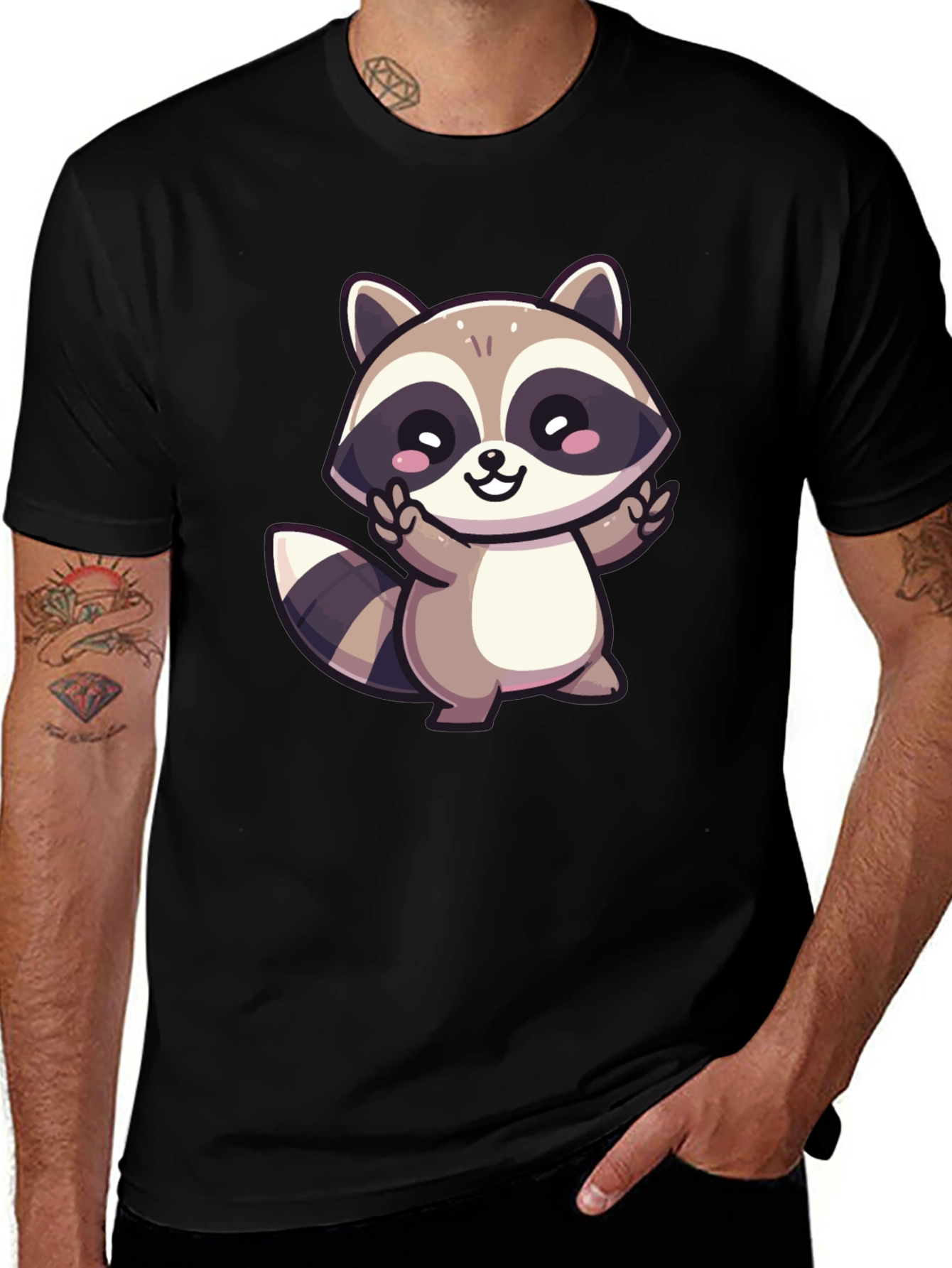 Variant 12 of Cute Cartoon Raccoon Graphic T-Shirt