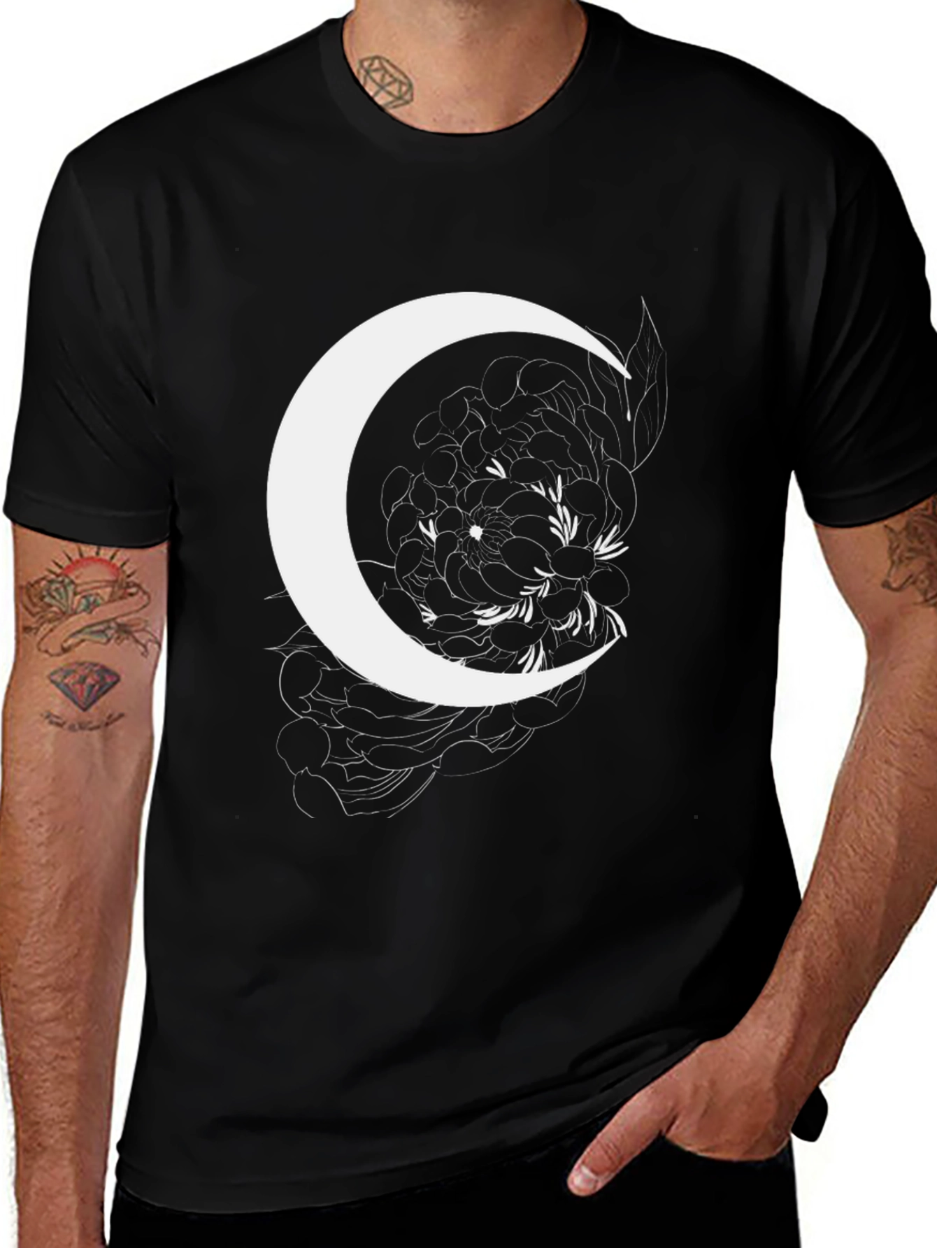 Variant 8 of Crescent Moon Floral Graphic Tee