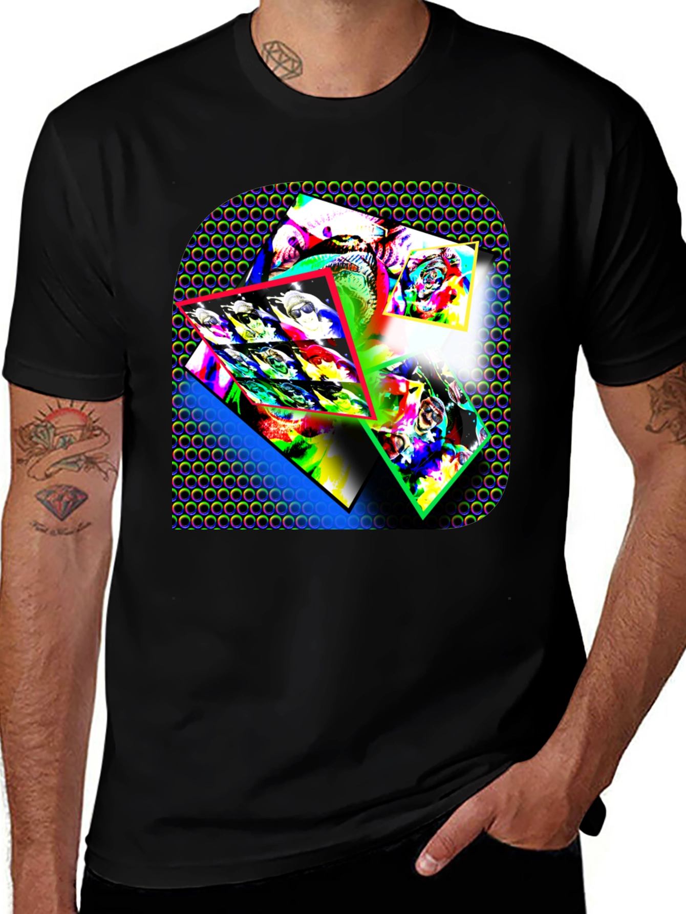 Variant 29 of Abstract Art Graphic Print Black T-Shirt