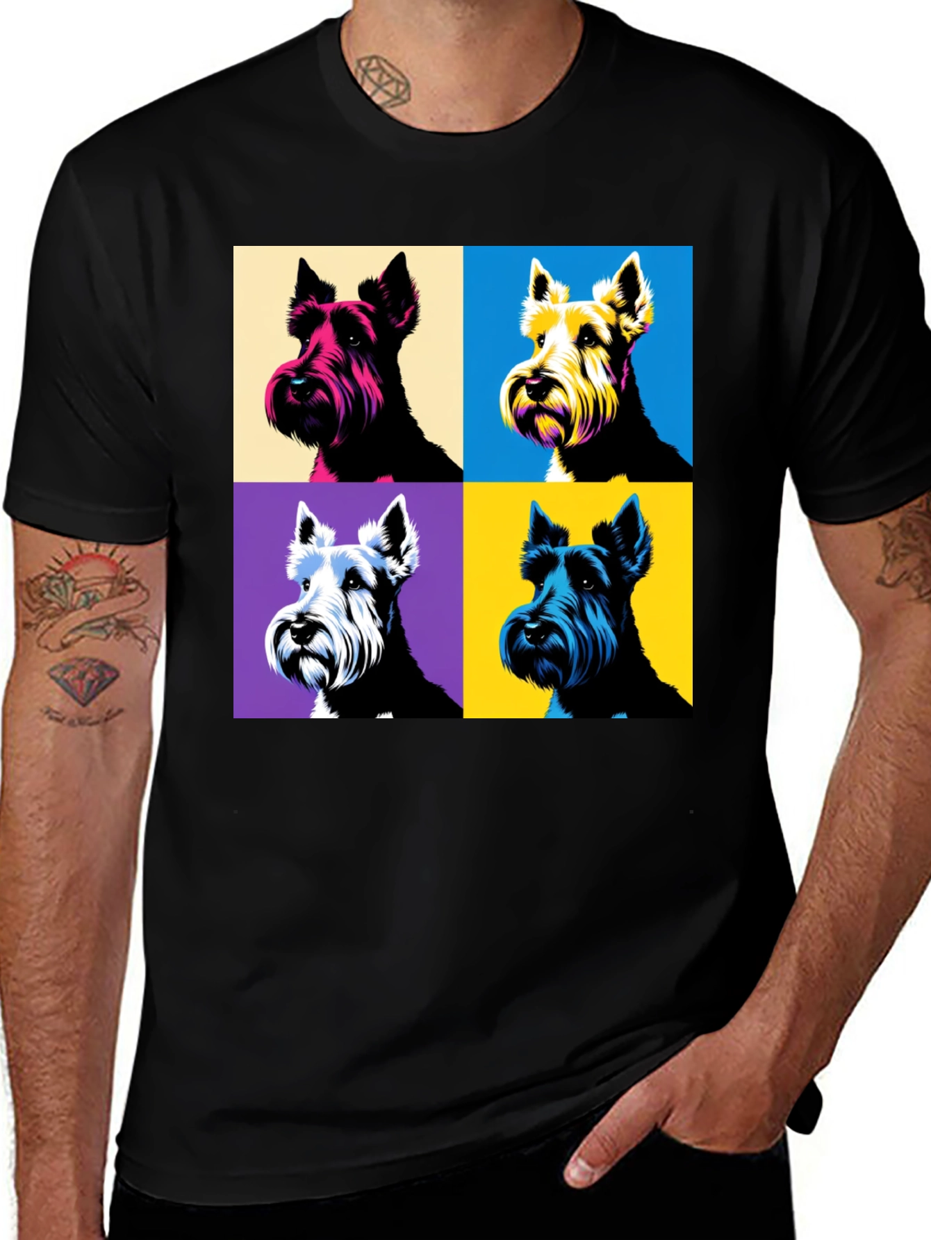 Variant 6 of Pop Art Dog Print Black T-Shirt