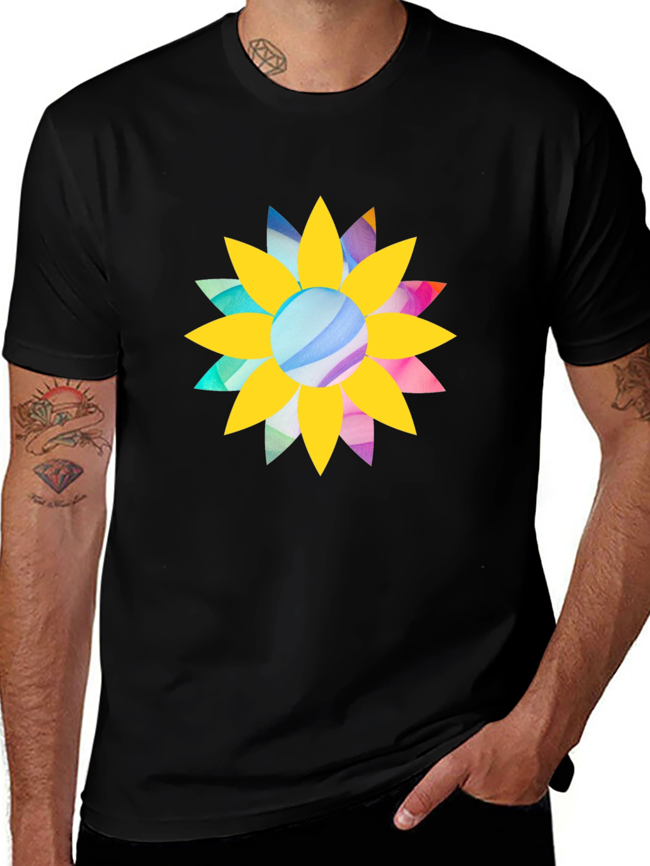 Variant 25 of Sunflower Graphic Print Black T-Shirt