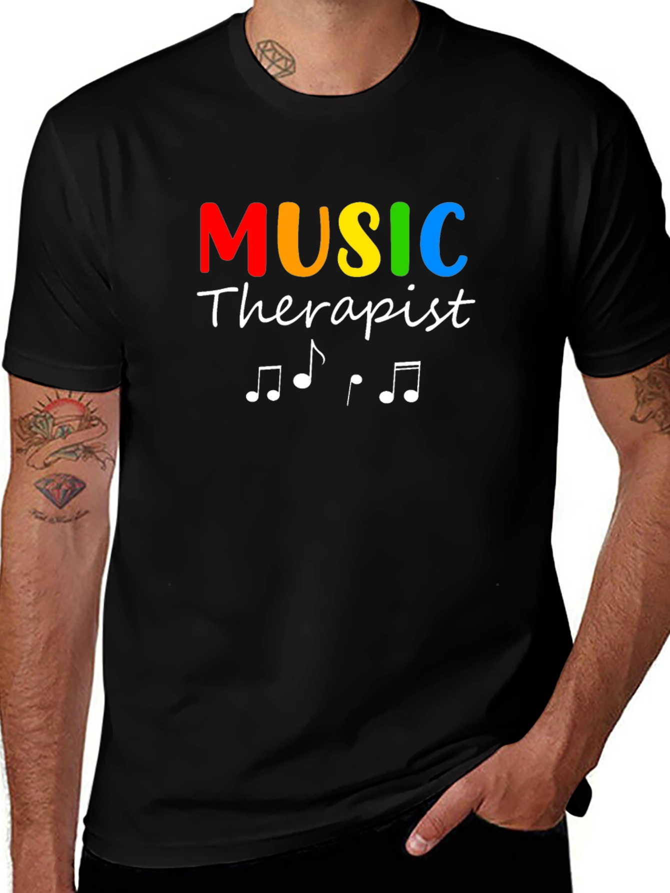 Music Therapist Rainbow Graphic Tee