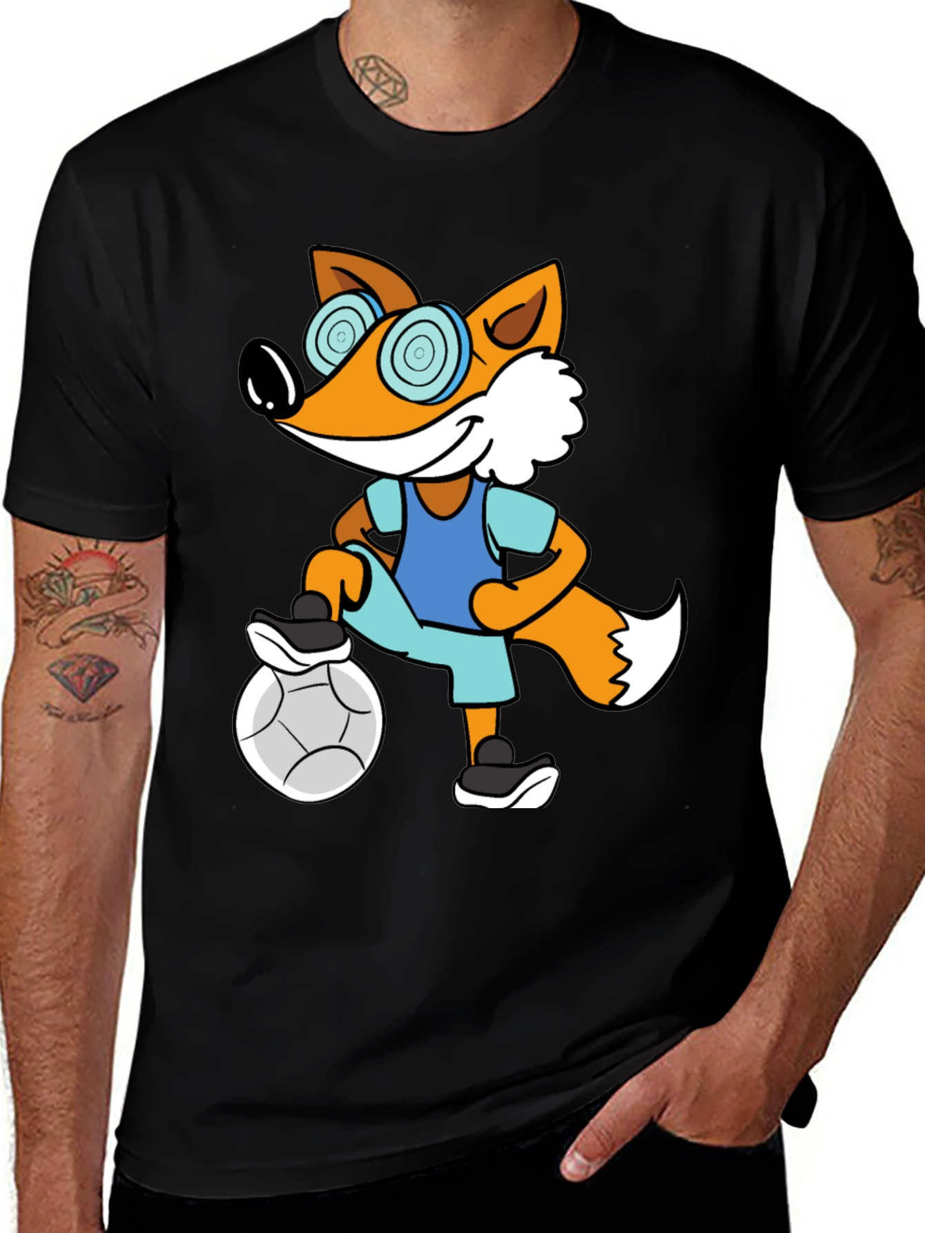Variant 16 of Cool Fox Soccer T-Shirt - Cartoon Graphic Tee