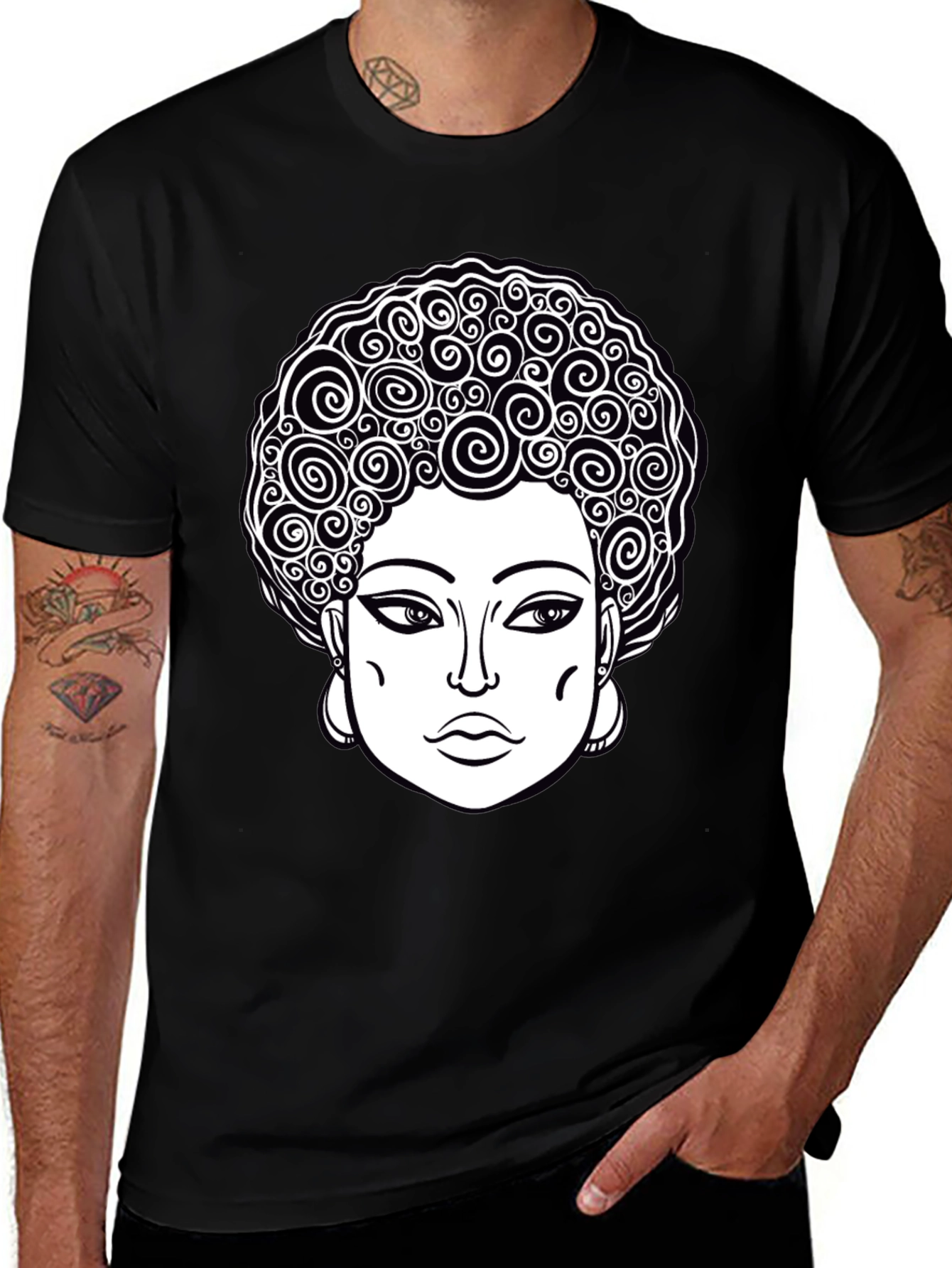 Variant 4 of Afro Queen Graphic Tee - Black Unisex T-Shirt