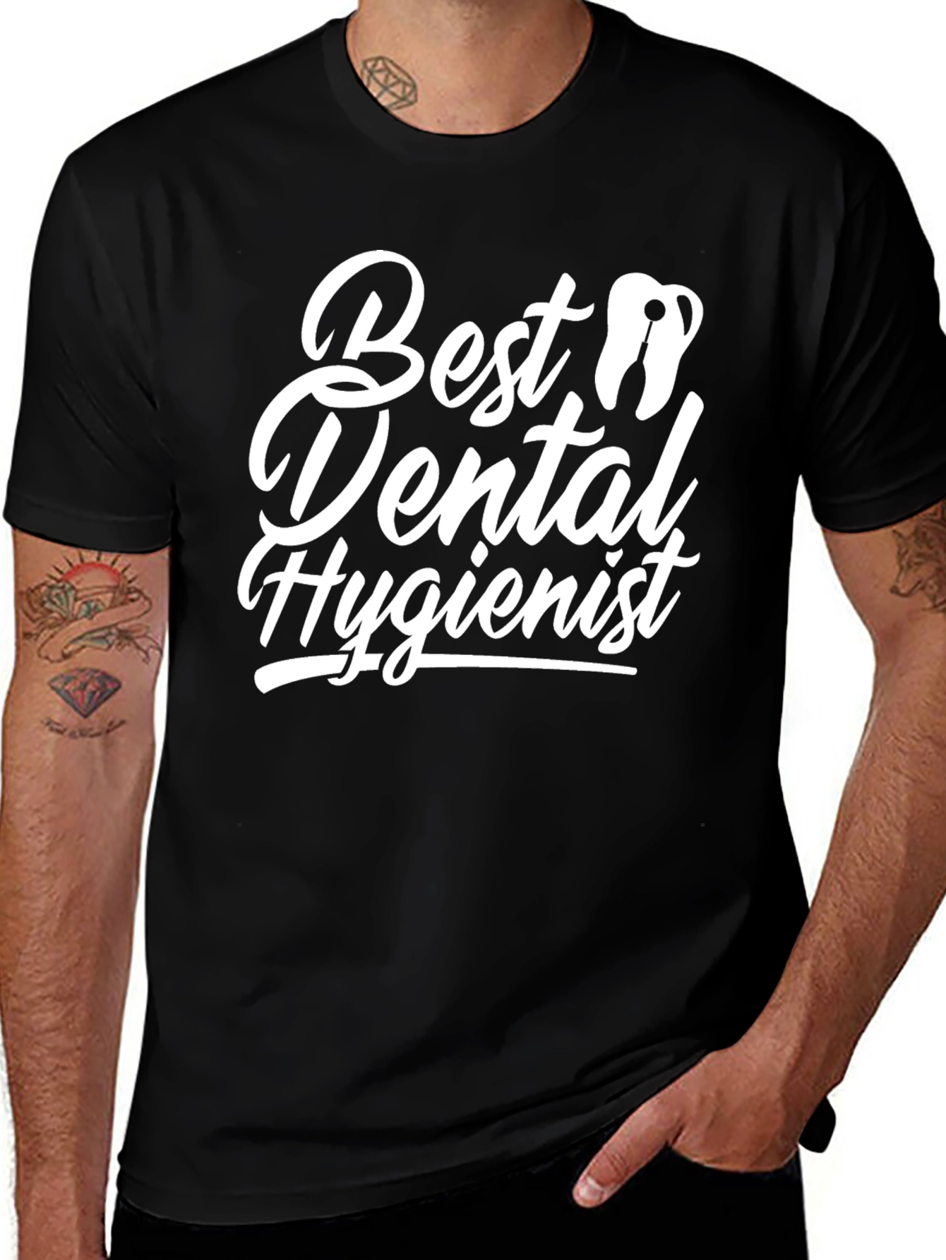 Variant 21 of Best Dental Hygienist T-Shirt - Black Cotton Tee