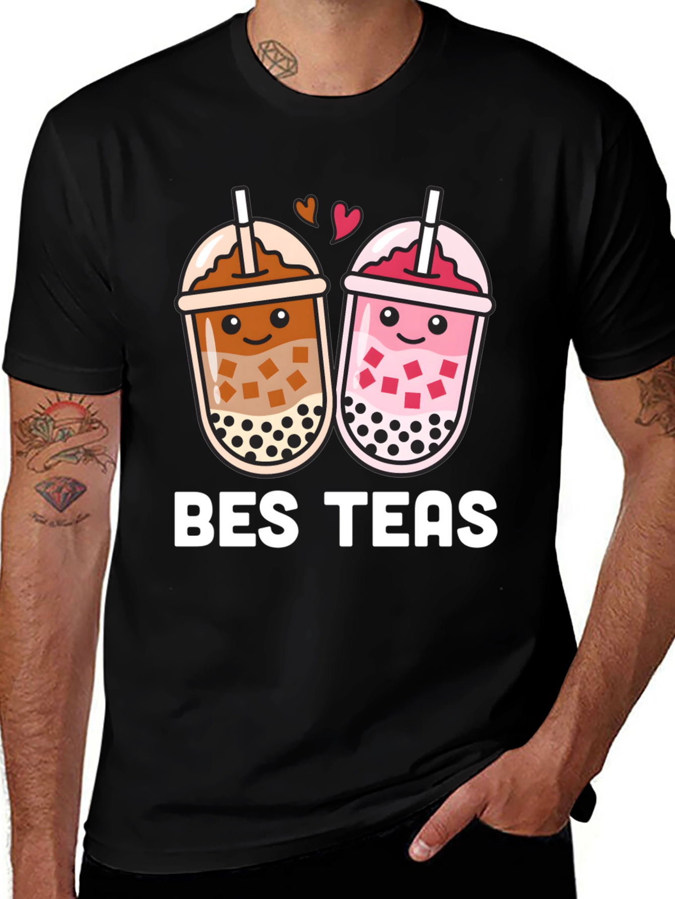 Variant 22 of Bes Teas Black T-Shirt - Boba Tea Design