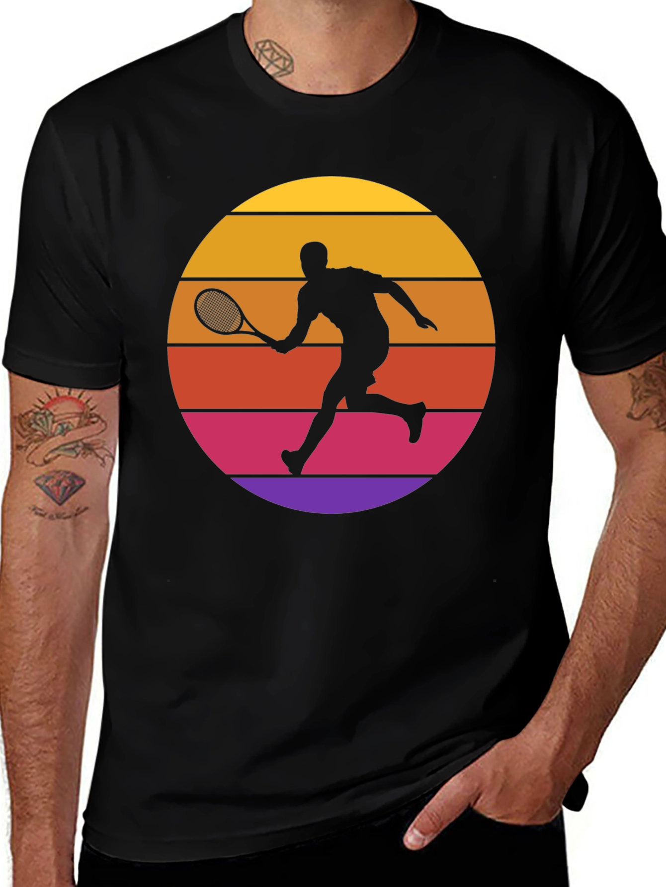 Variant 25 of Retro Tennis Player Sunset Graphic T-Shirt