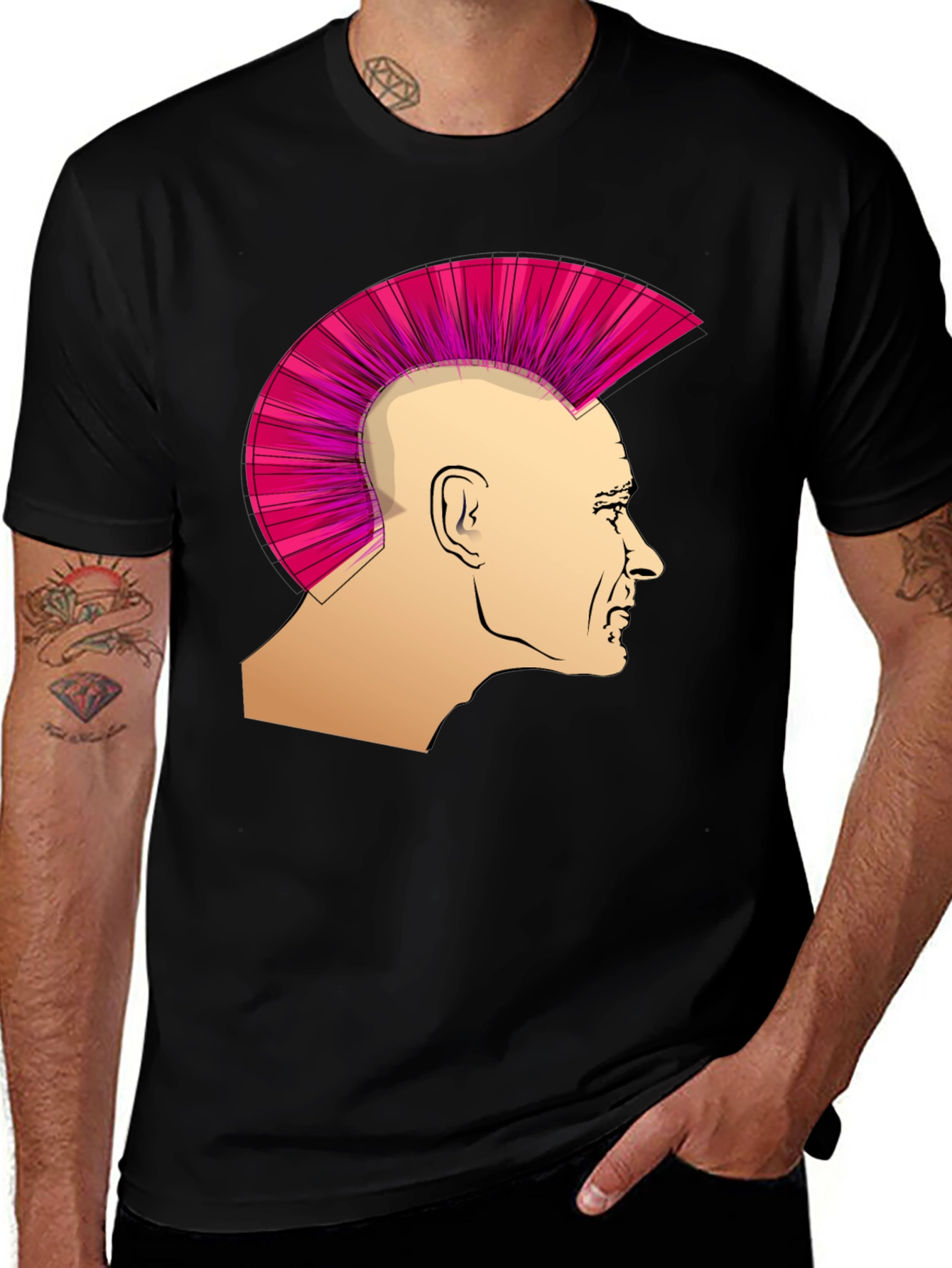 Variant 7 of Punk Mohawk Graphic Tee - Edgy Style