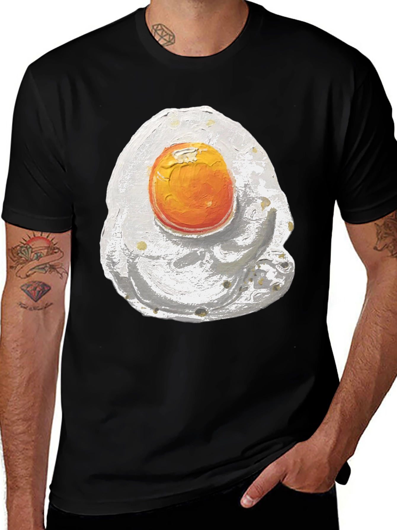 Variant 5 of Fried Egg Graphic Tee - Black Cotton Shirt