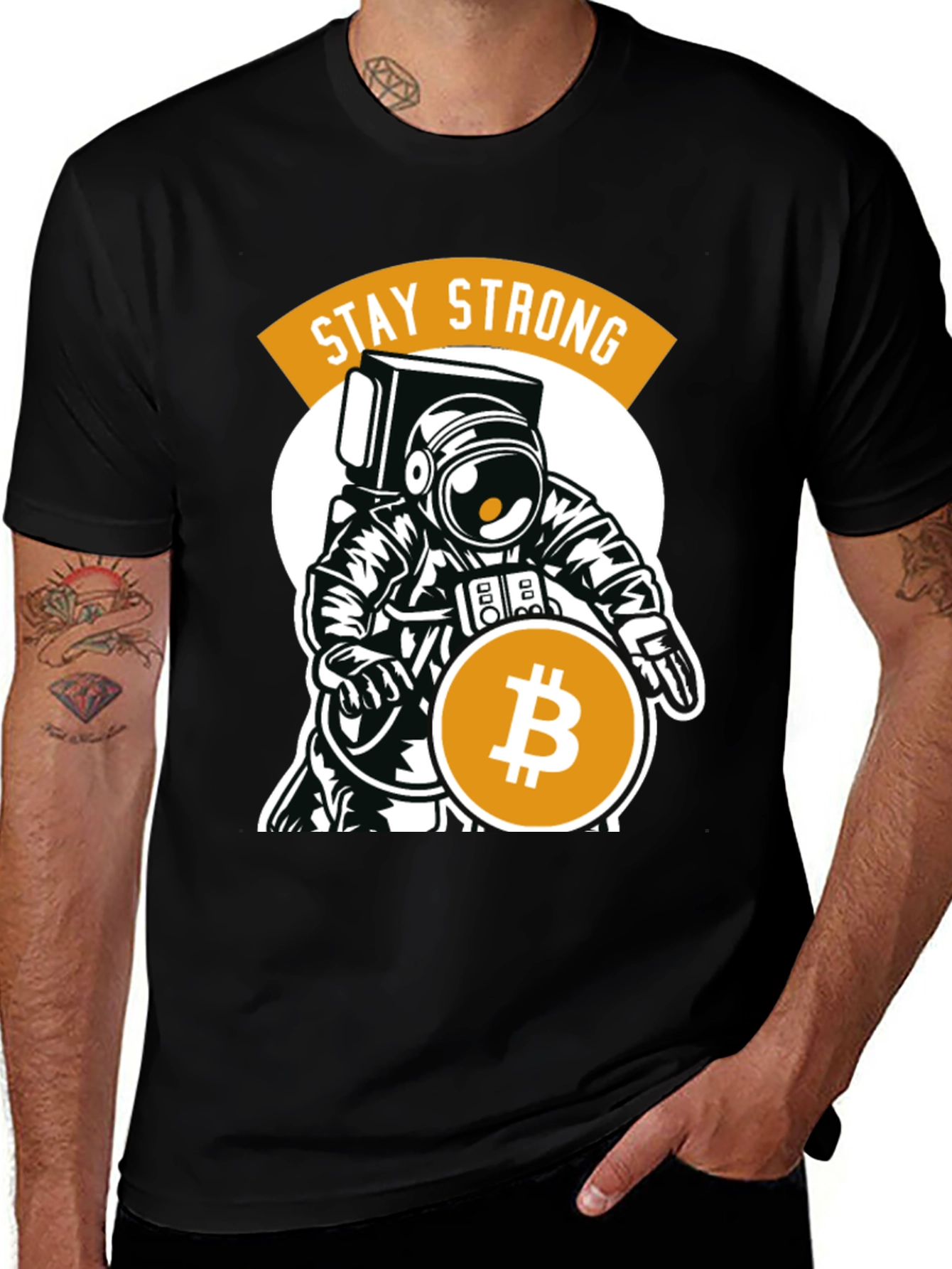 Variant 30 of Stay Strong Bitcoin Astronaut Graphic T-Shirt