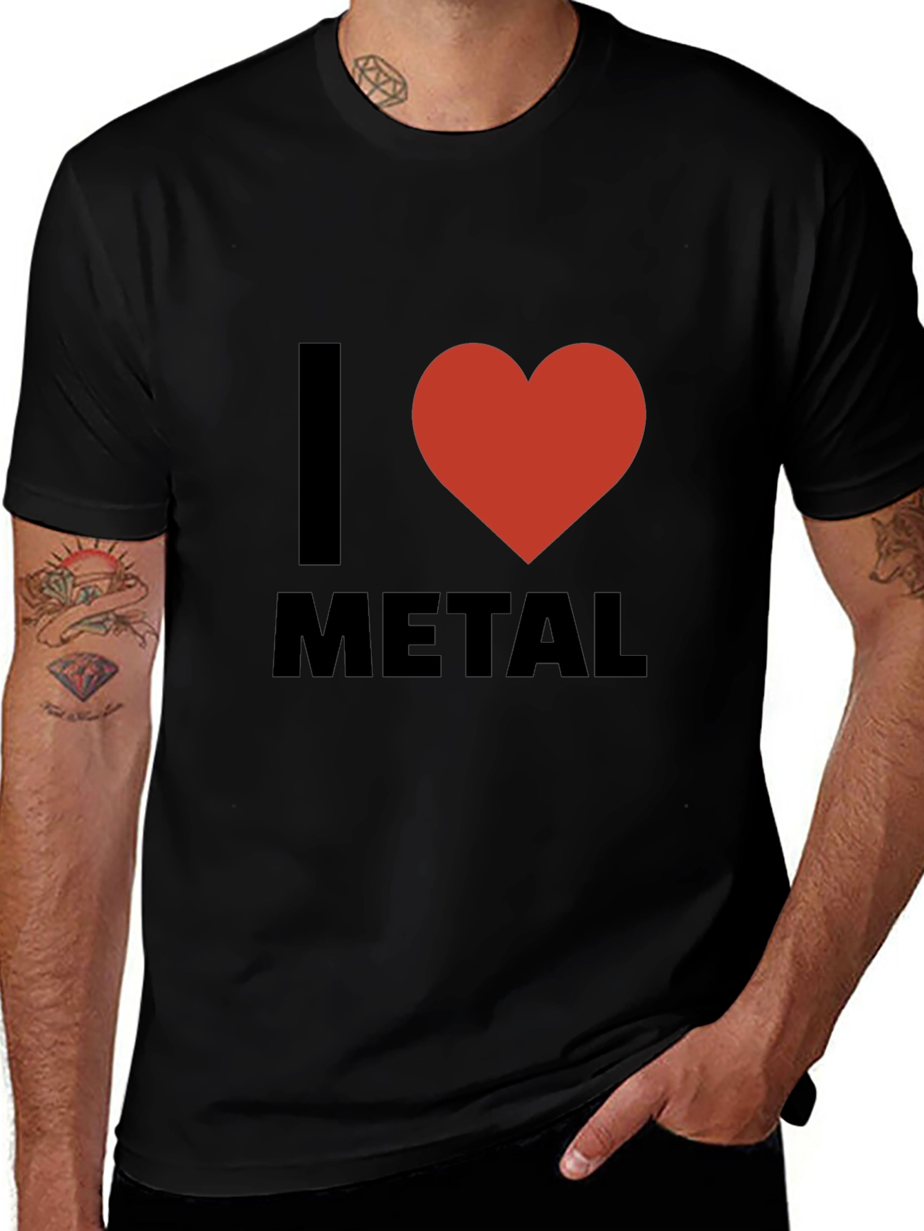 Variant 21 of I Heart Metal Graphic Tee - Black Cotton T-Shirt