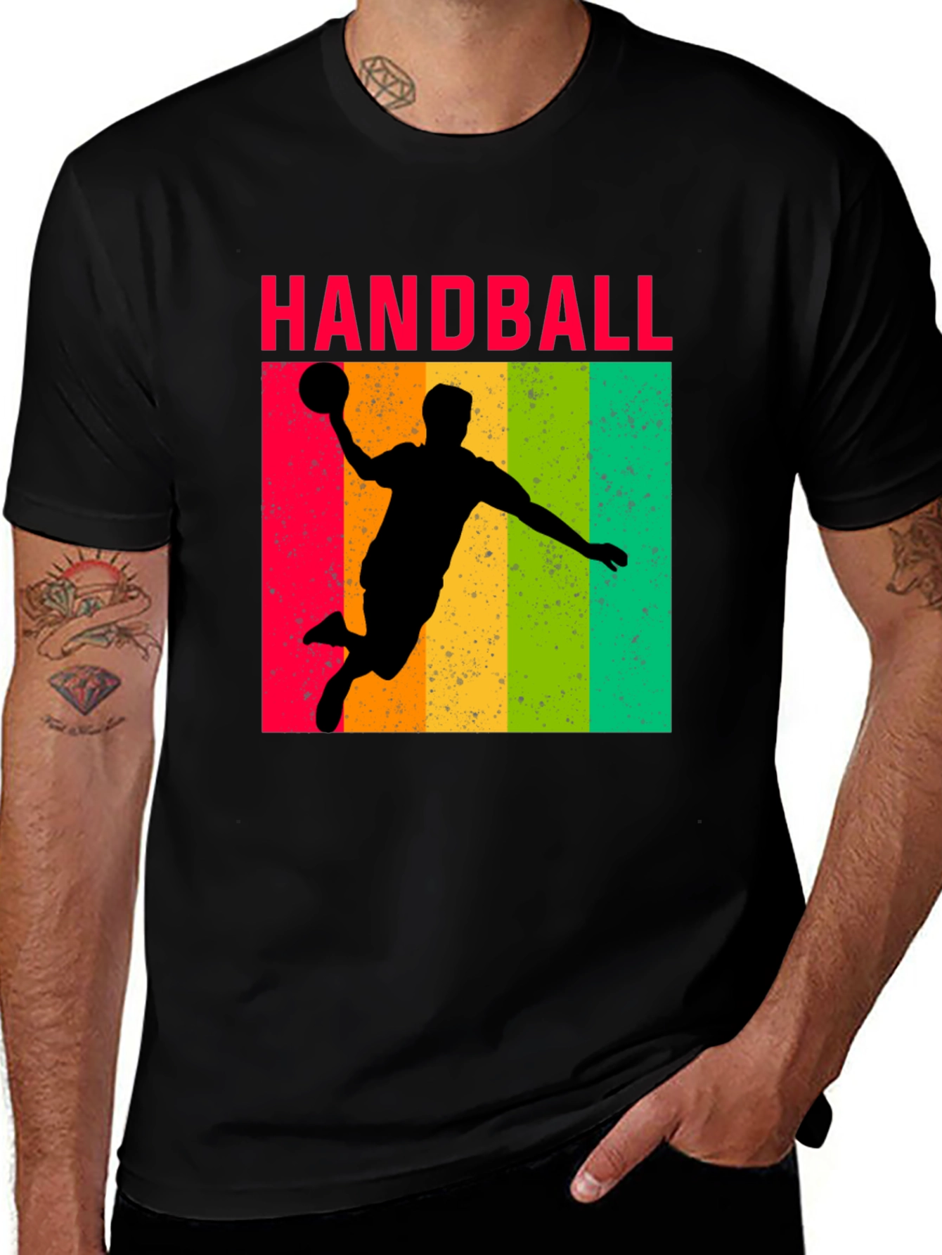 Variant 2 of Handball Player Retro Style Graphic Tee