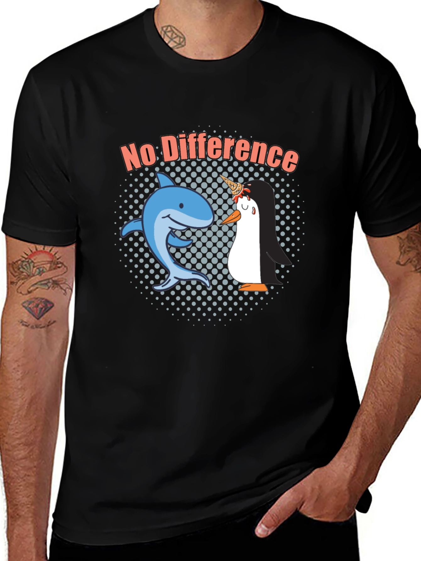 Variant 15 of No Difference Shark Penguin Graphic Tee