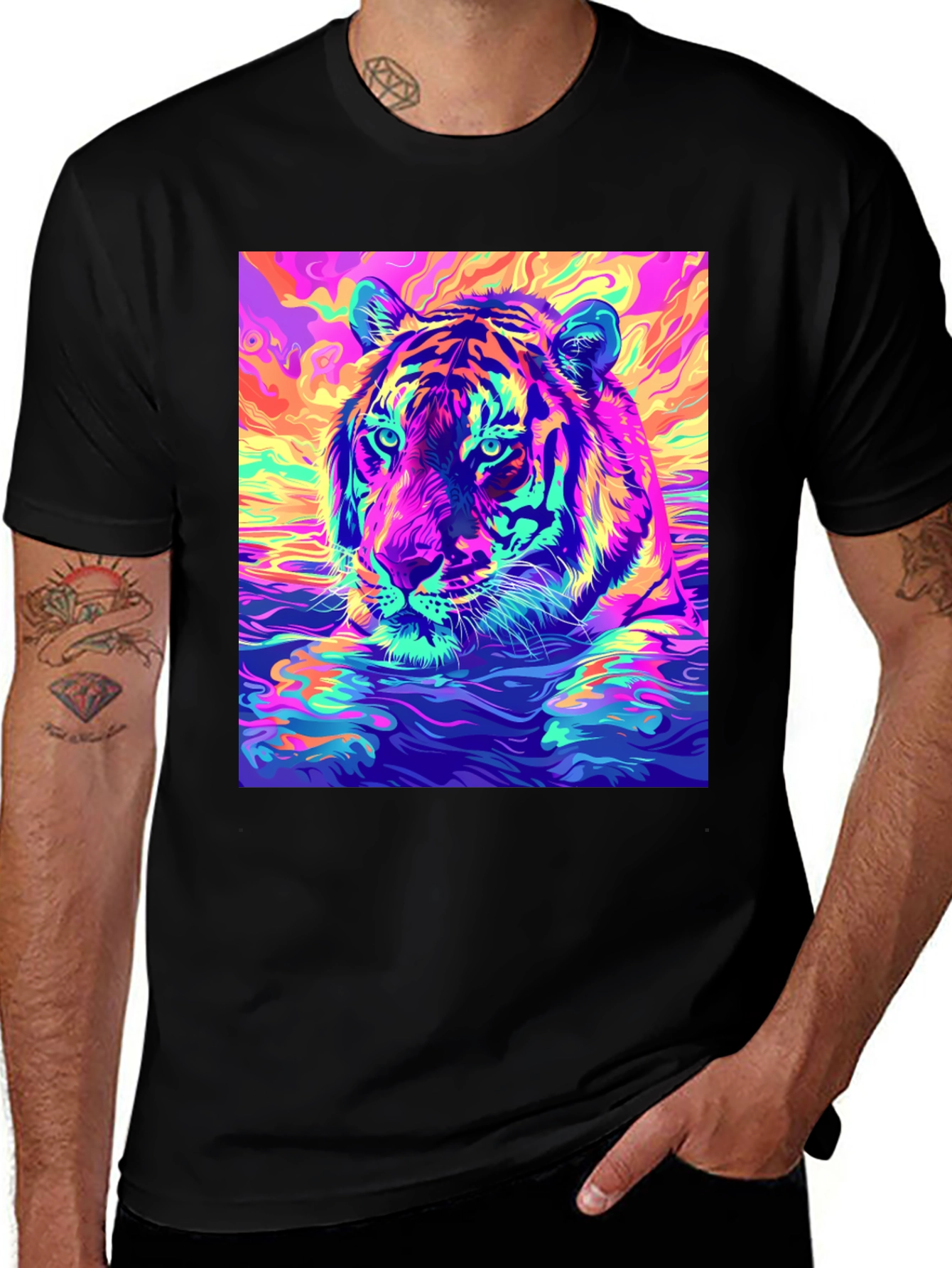 Variant 19 of Psychedelic Tiger Graphic Tee