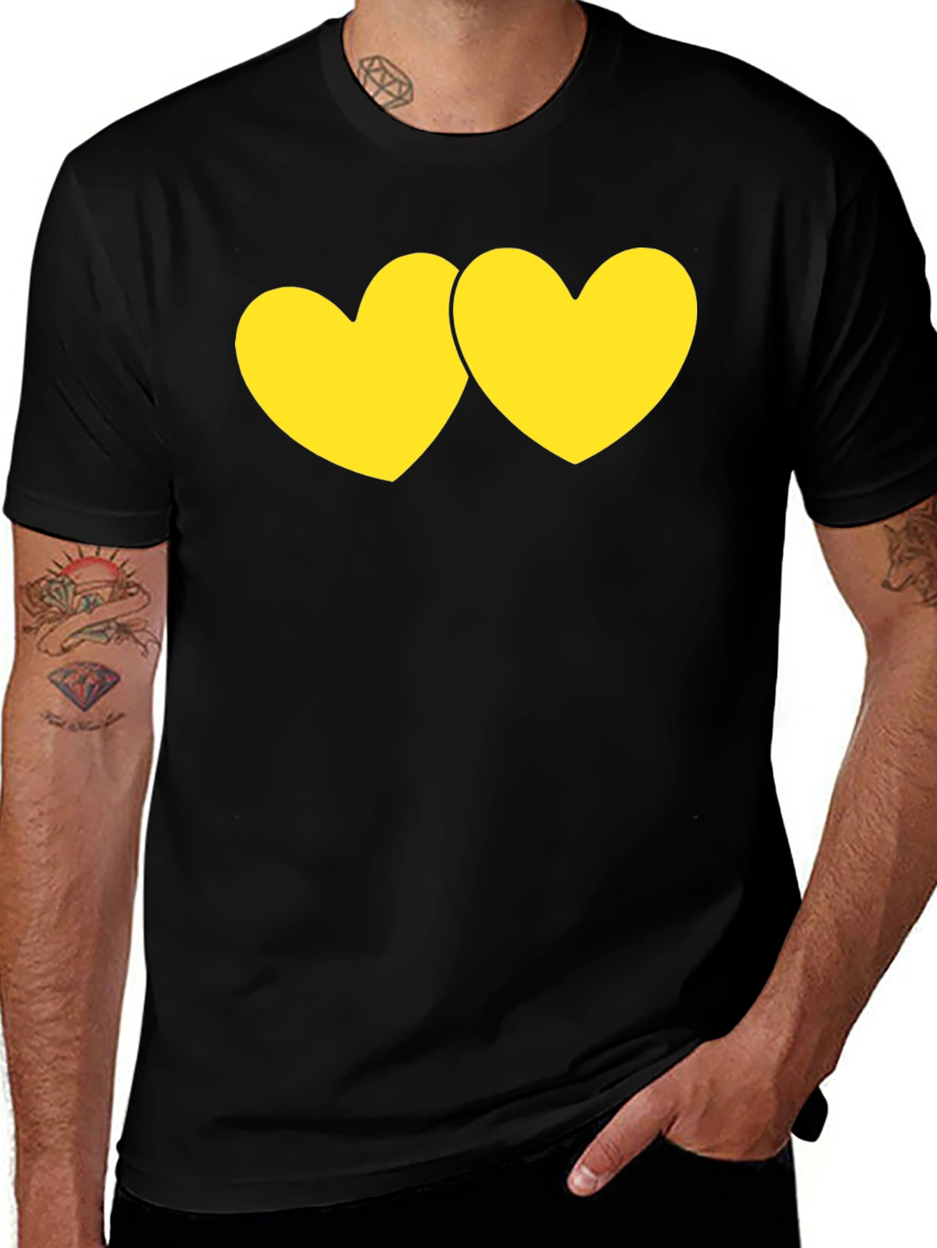 Variant 3 of Black T-Shirt with Yellow Heart Design