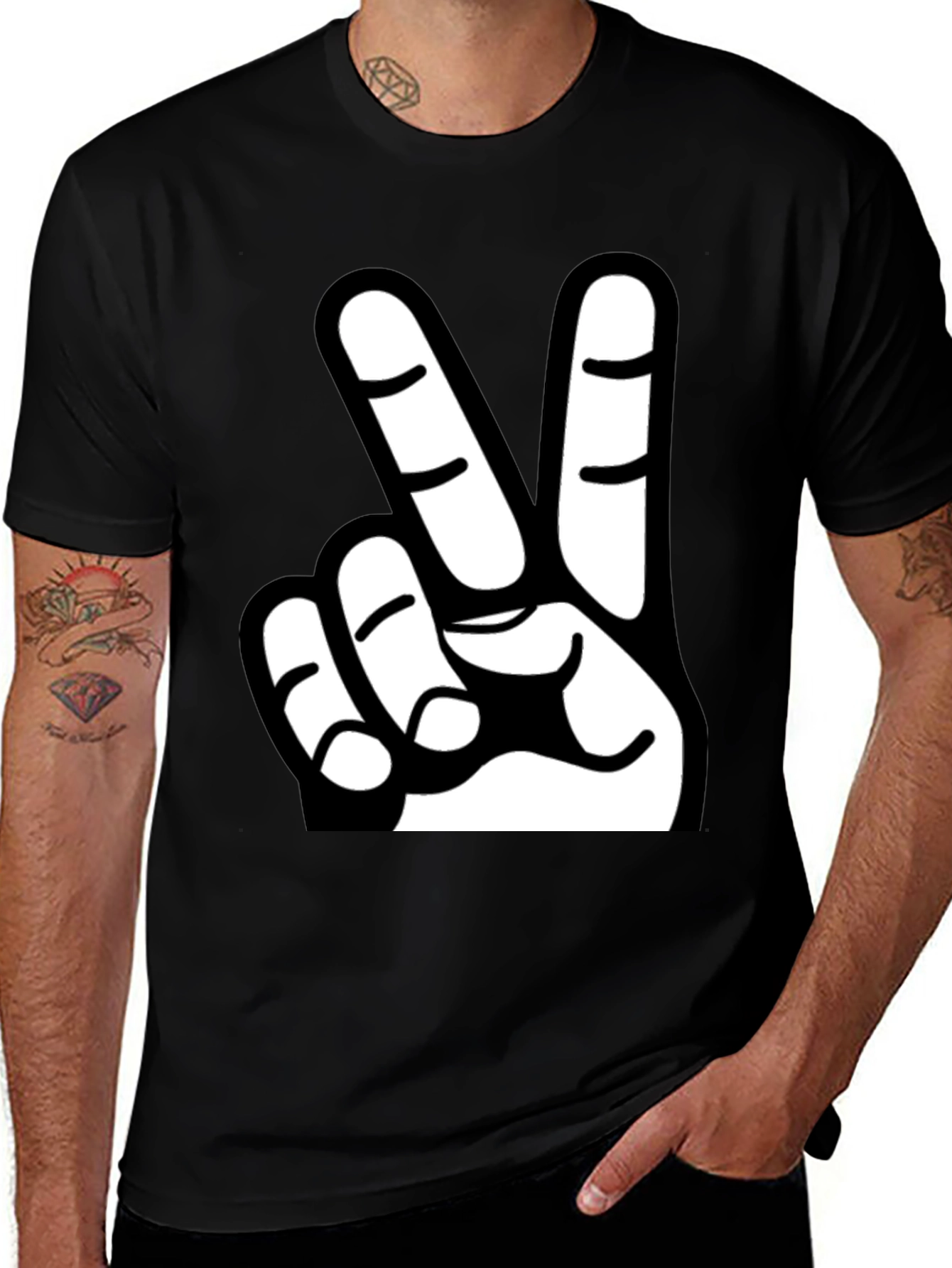 Variant 3 of Peace Sign Graphic Tee - Classic Black T-Shirt