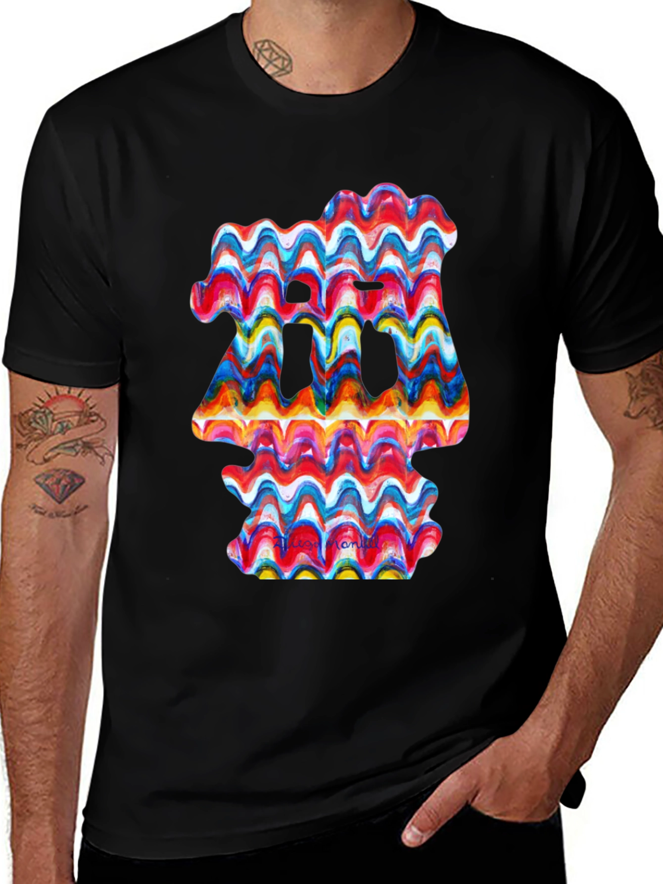 Variant 5 of Abstract Wave Art Black T-Shirt
