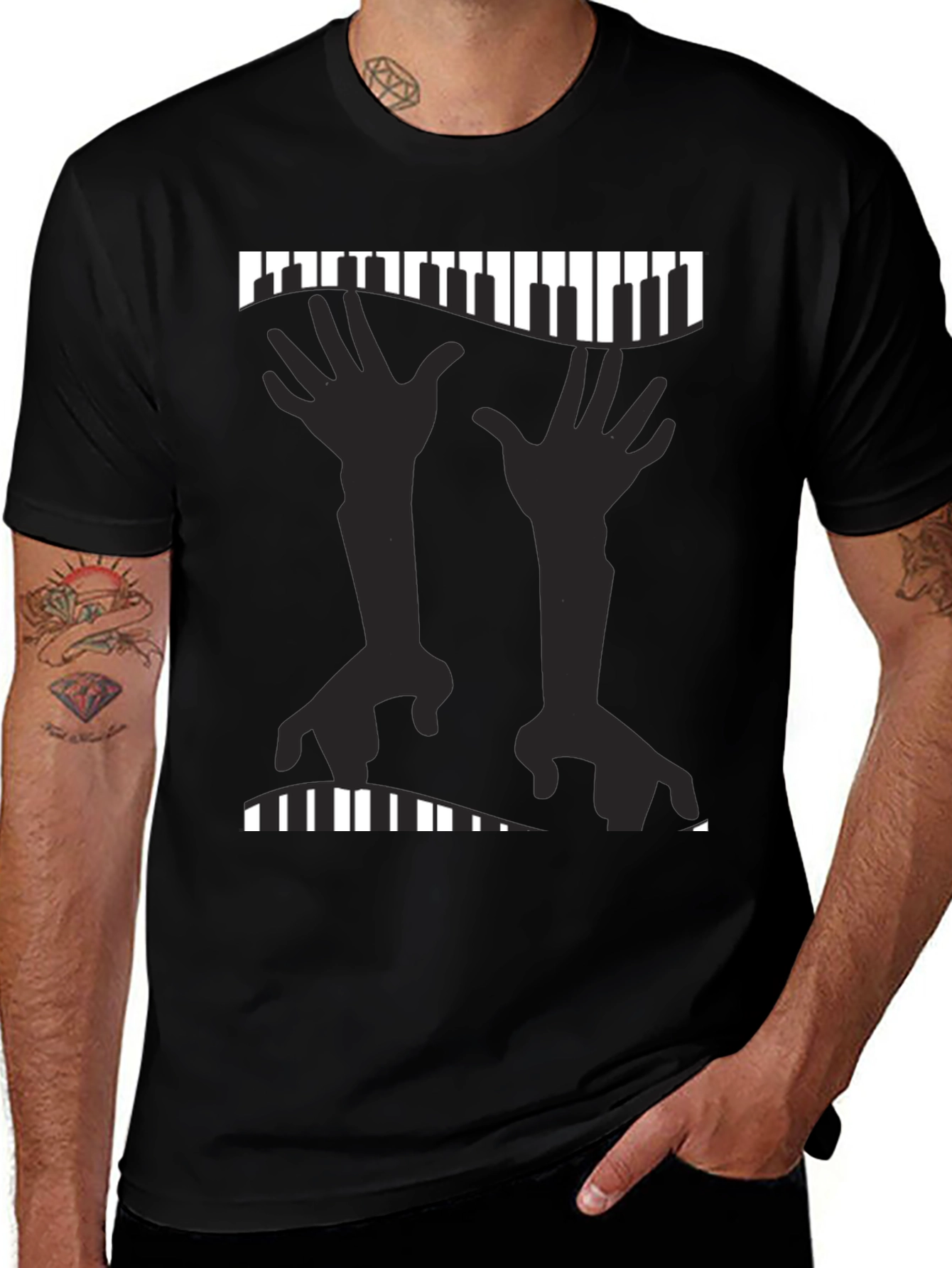 Variant 30 of Piano Hands Graphic Tee - Music Lover's T-Shirt