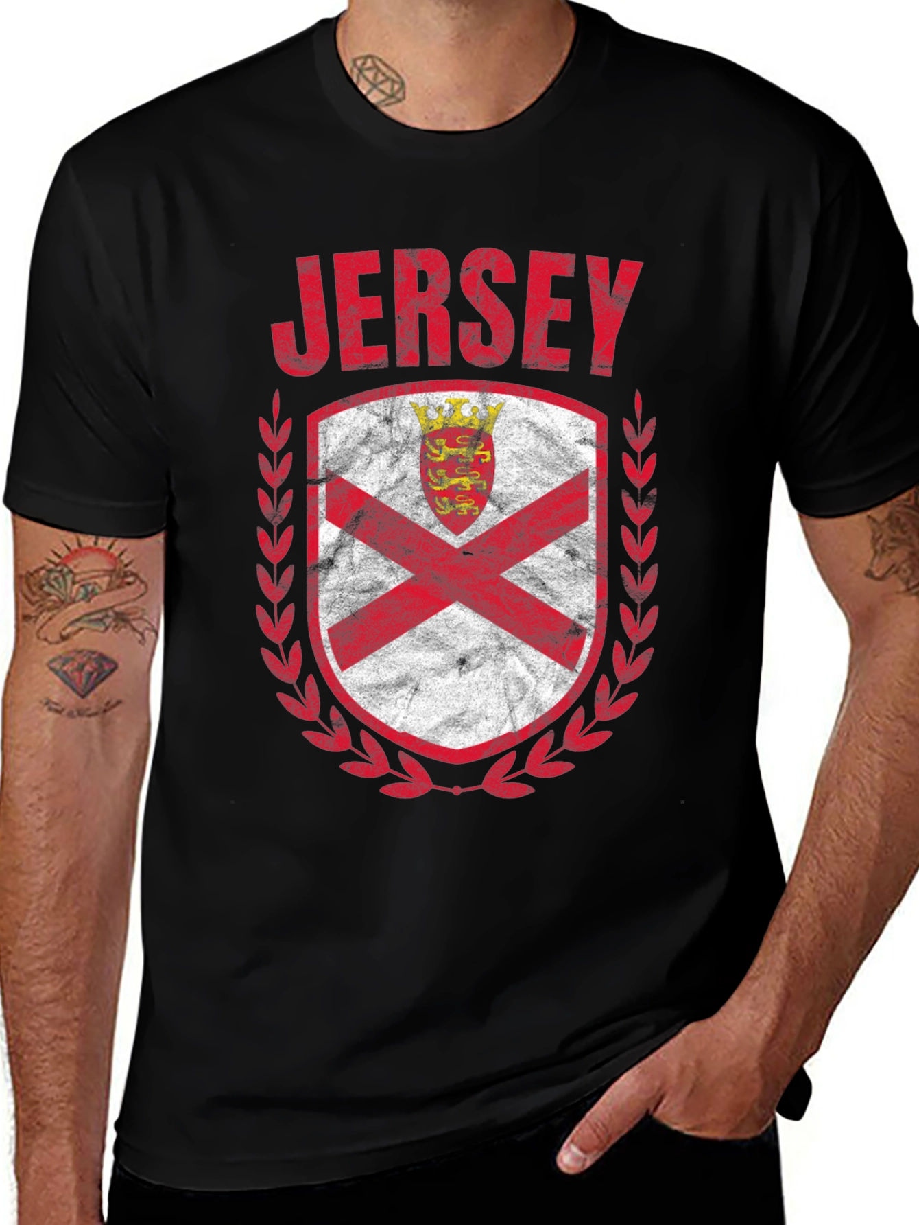 Jersey Flag Graphic T-Shirt - Black