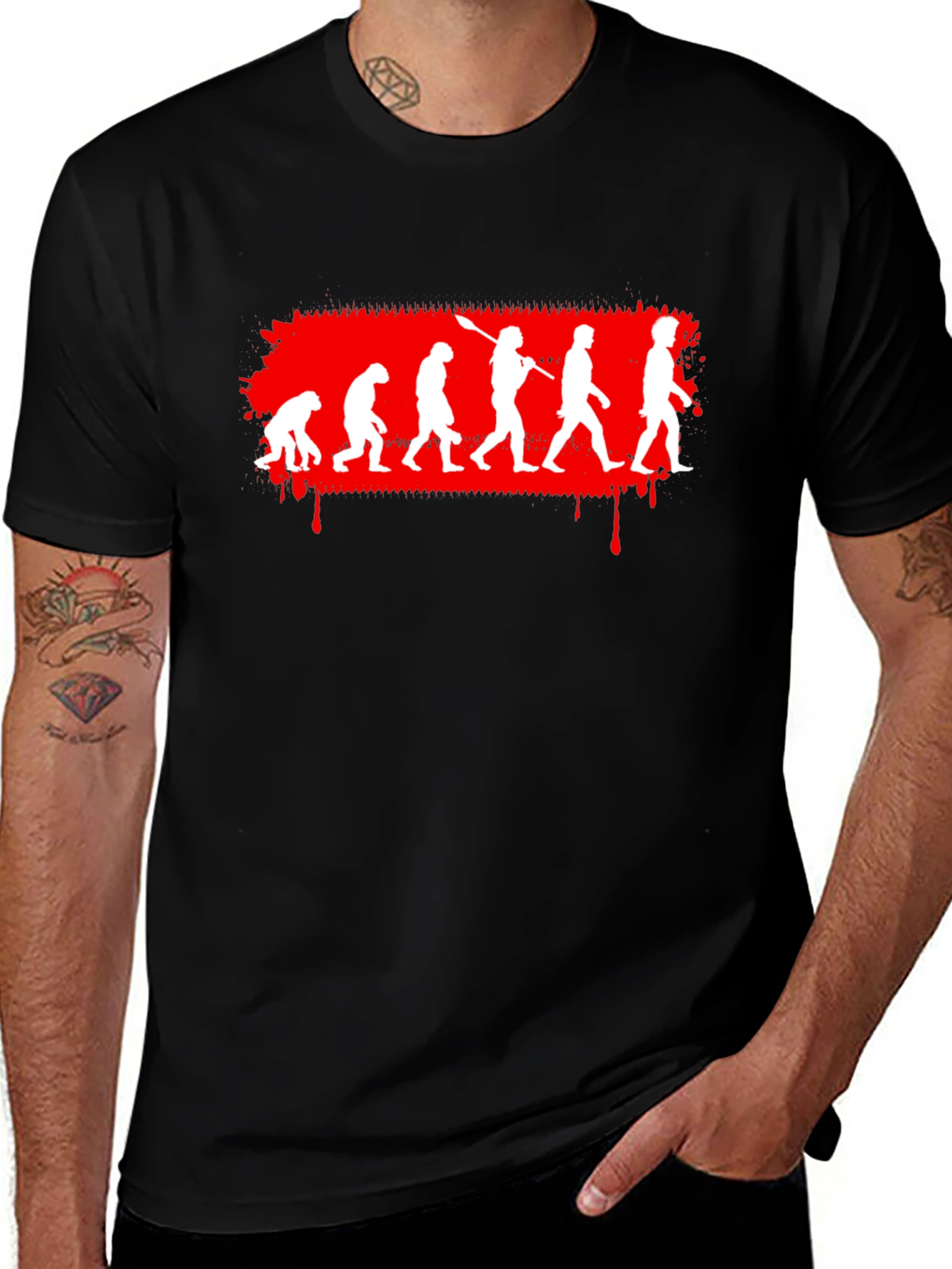 Variant 28 of Evolution of Man Graphic Tee - Black T-Shirt