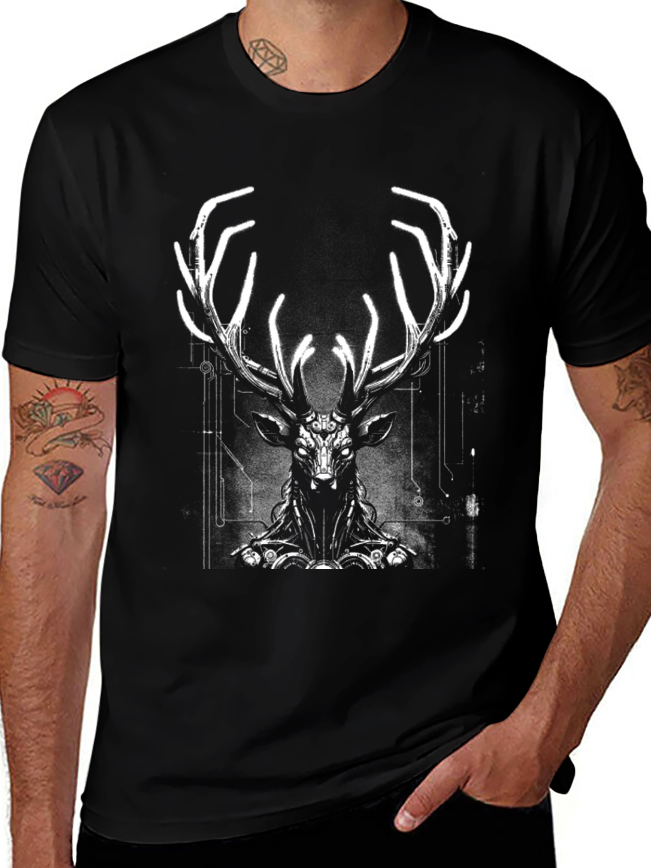 Cyberpunk Stag Graphic T-Shirt