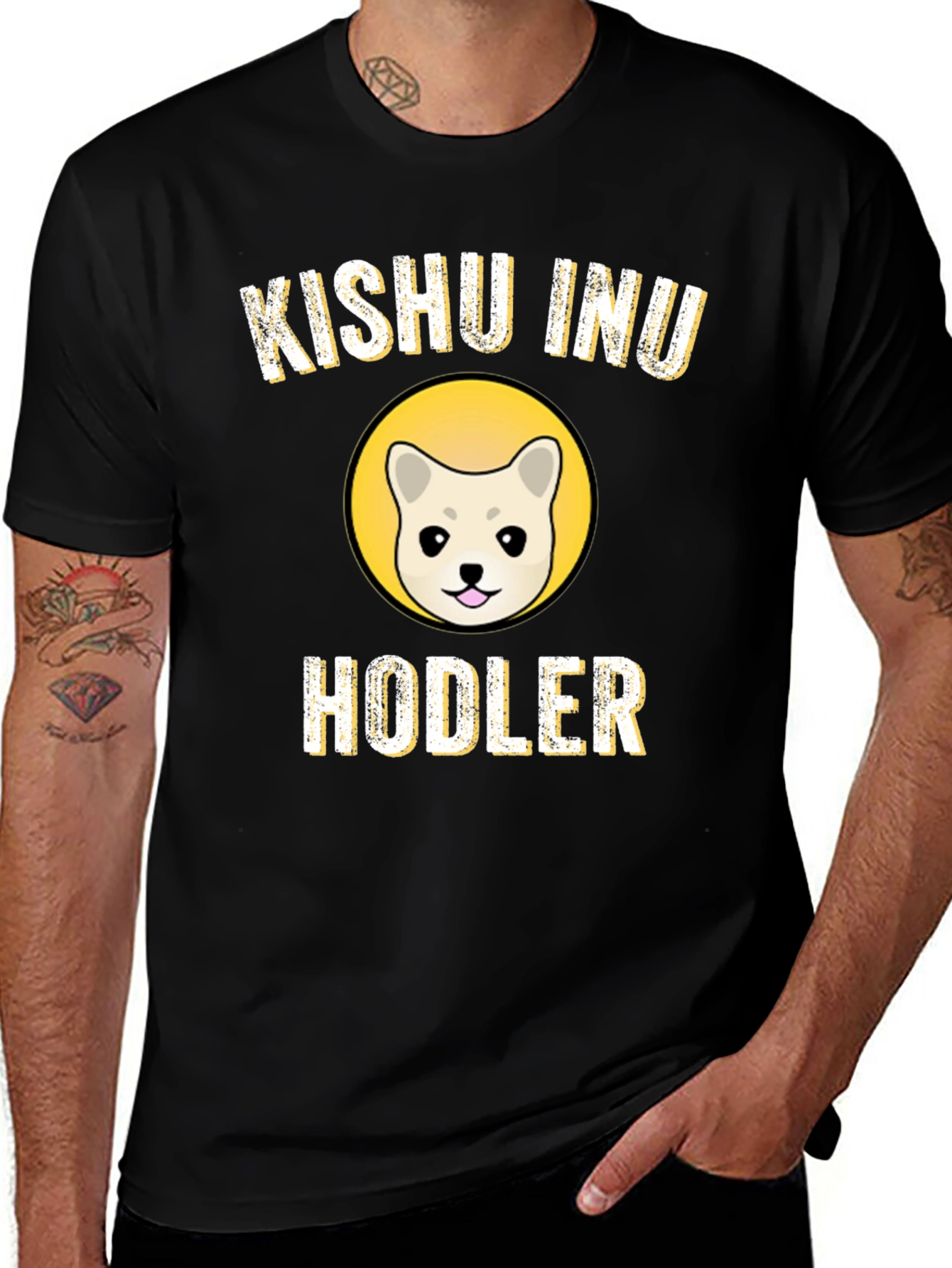 Kishu Inu Hodler Black T-Shirt Crypto Dog Tee