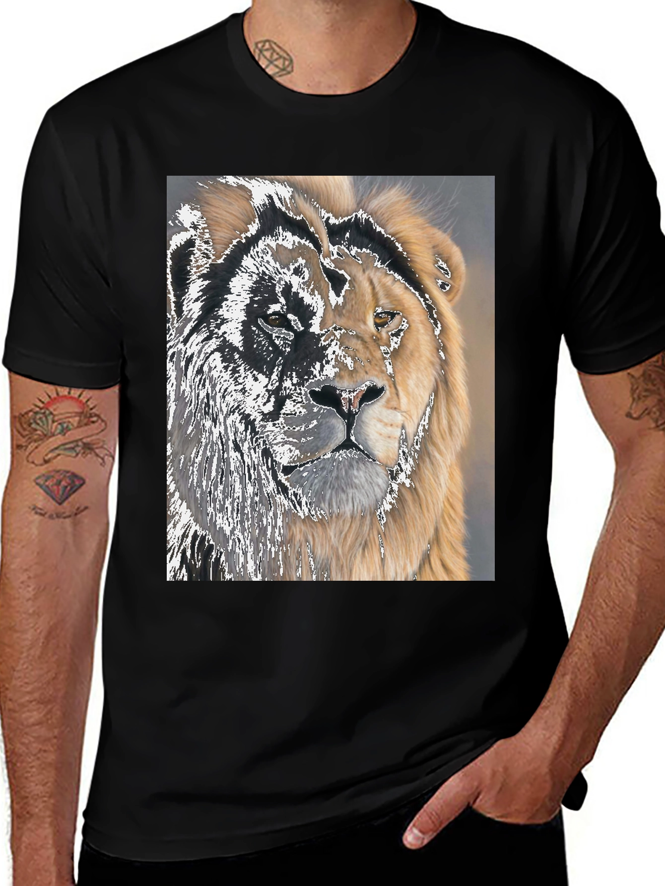 Variant 8 of Lion & Tiger Graphic Tee - Unique Animal Print T-Shirt