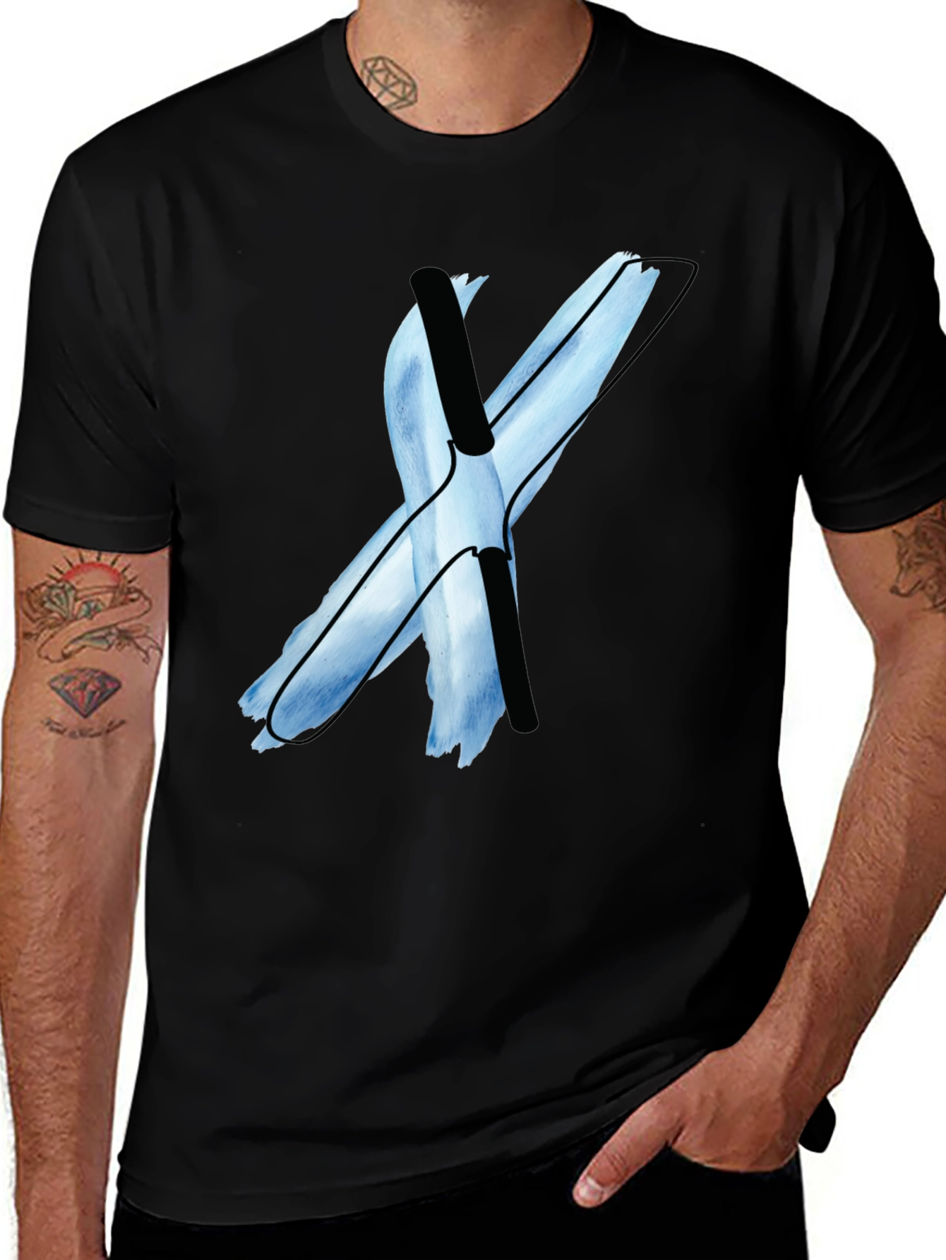 Variant 28 of Cool Blue X Graphic Print Black T-Shirt