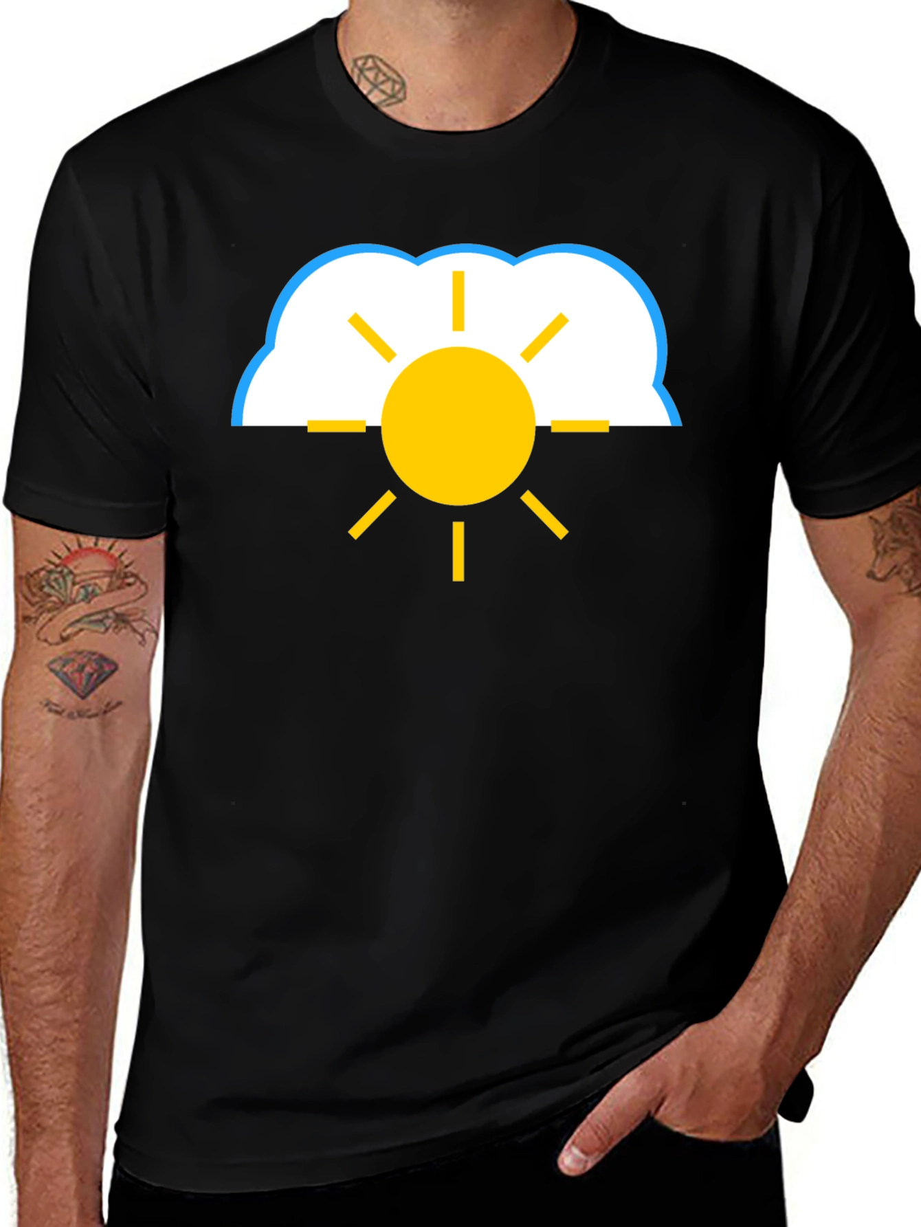 Variant 10 of Cloud and Sun Graphic Tee - Black T-Shirt