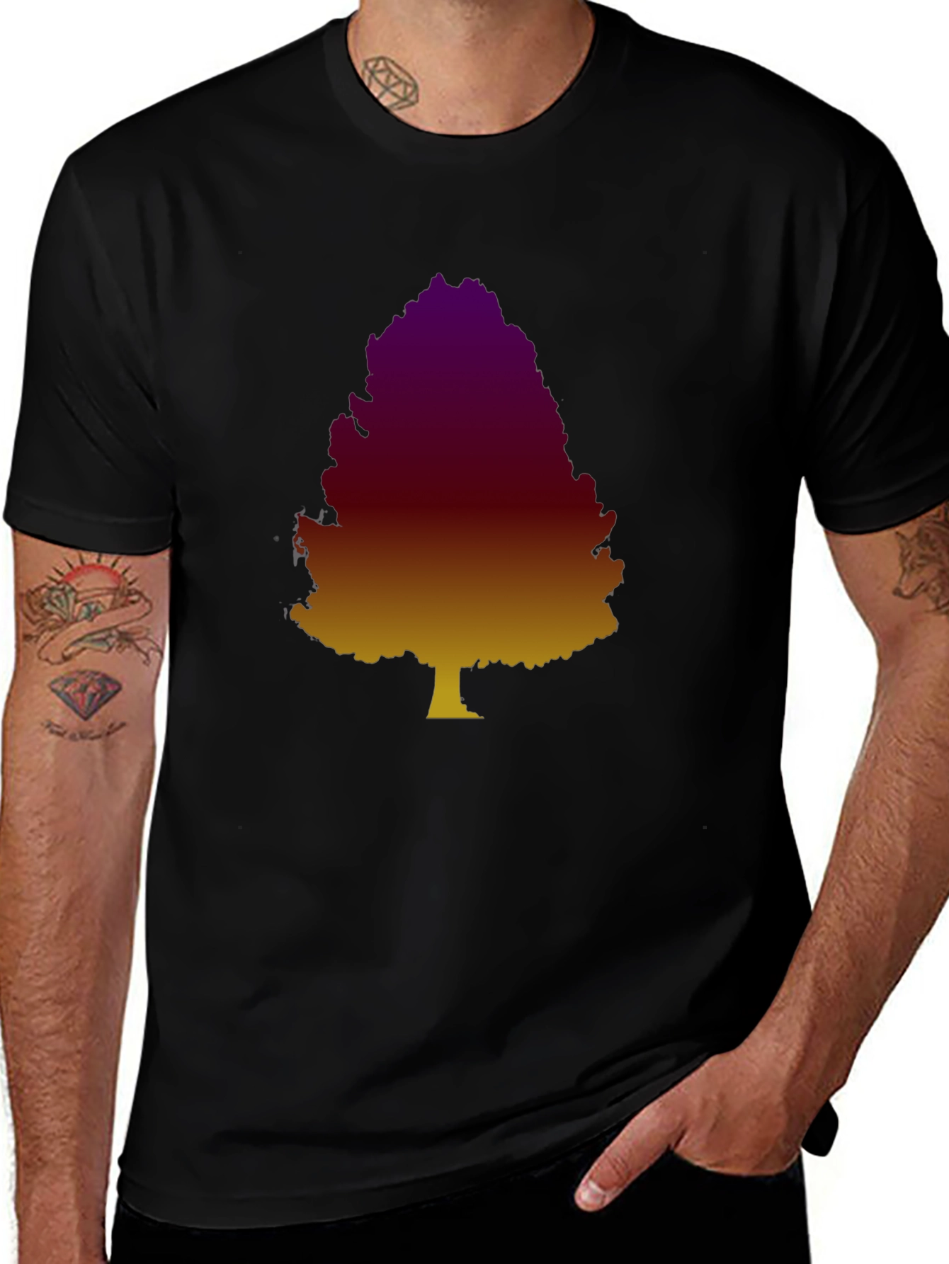 Variant 14 of Gradient Tree Graphic Tee - Casual Black T-Shirt
