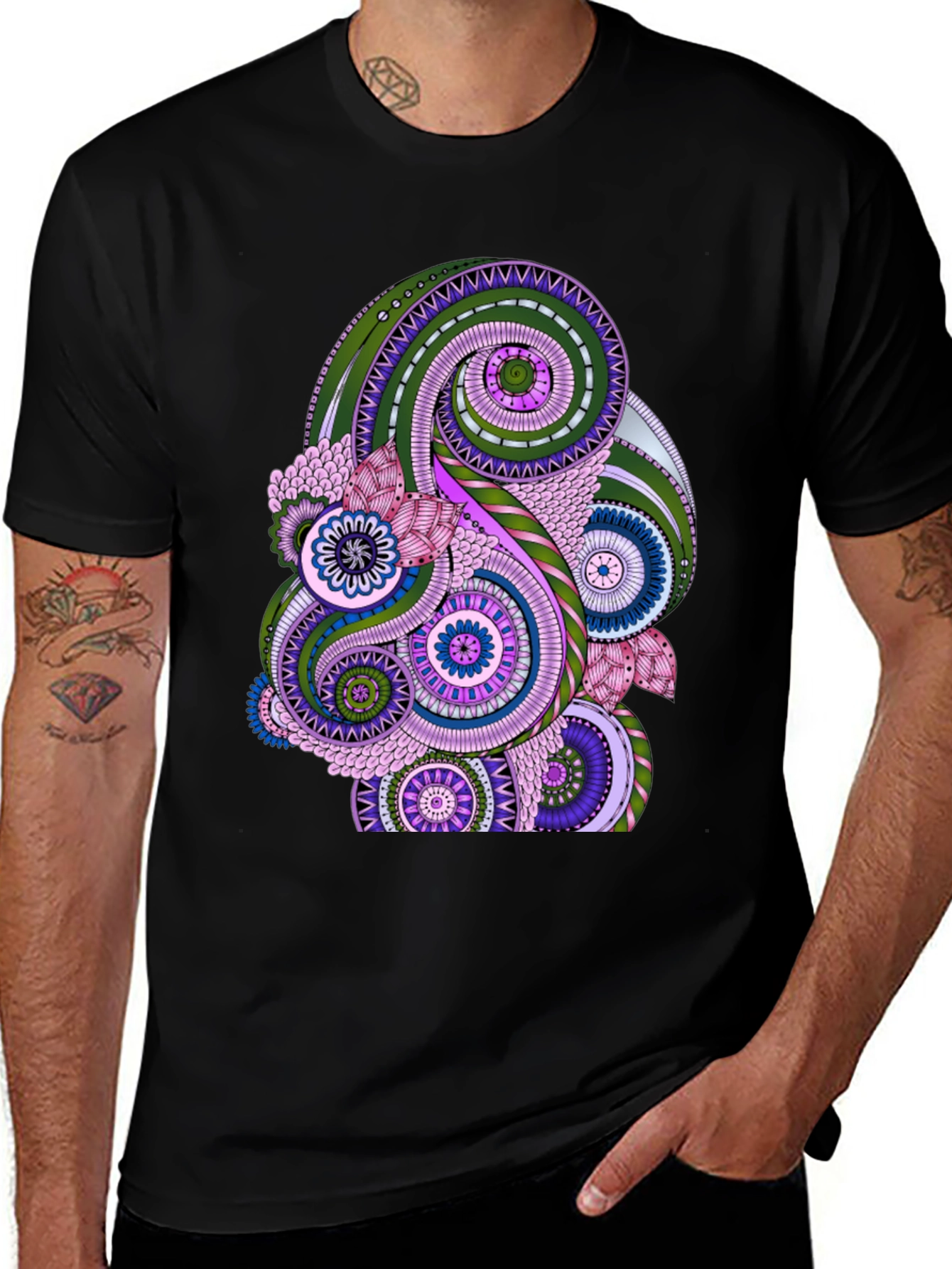 Variant 3 of Paisley Pattern Black T-Shirt - Stylish Casual Wear