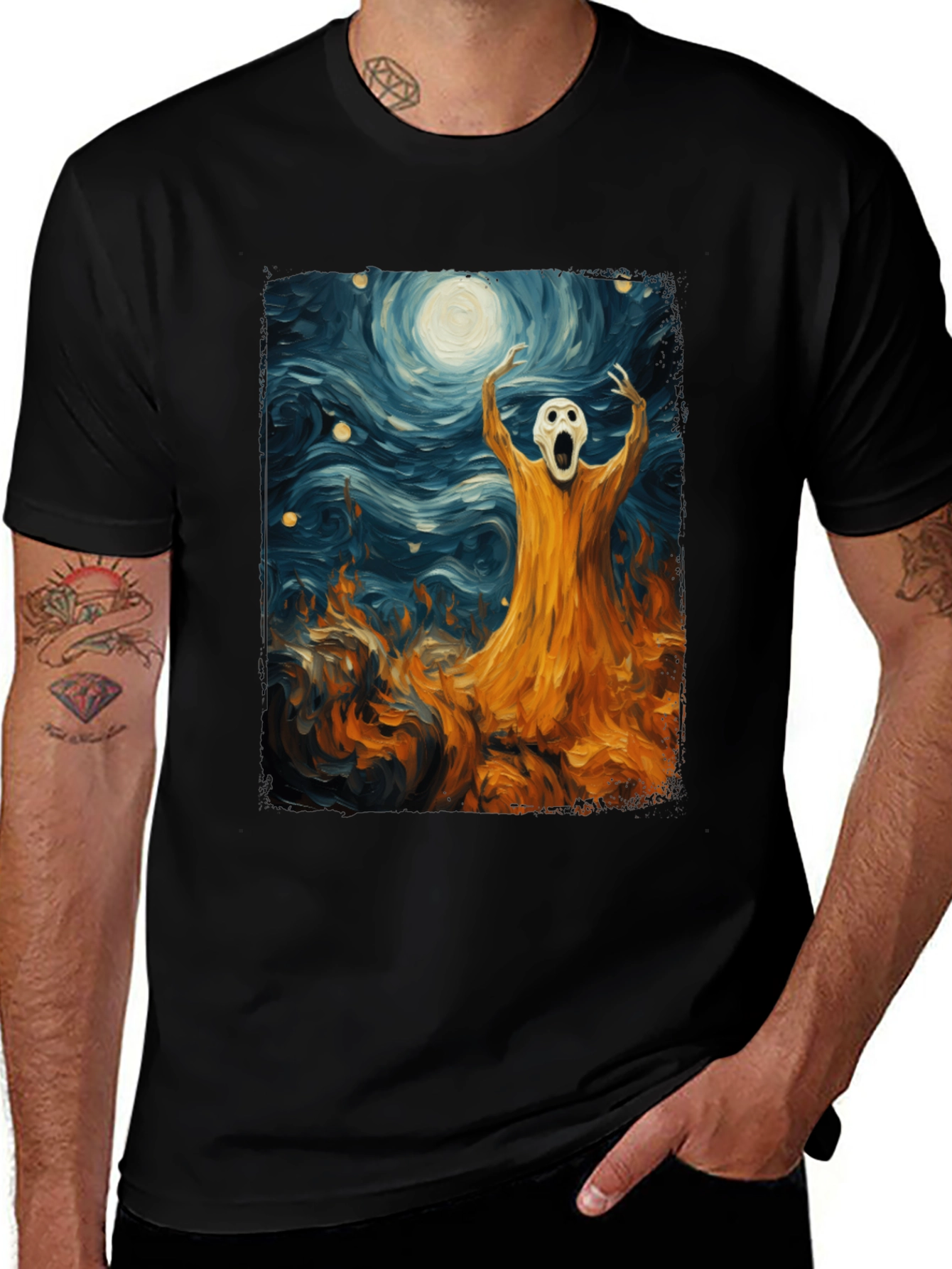 Starry Scream Graphic Tee - Artistic Comfort