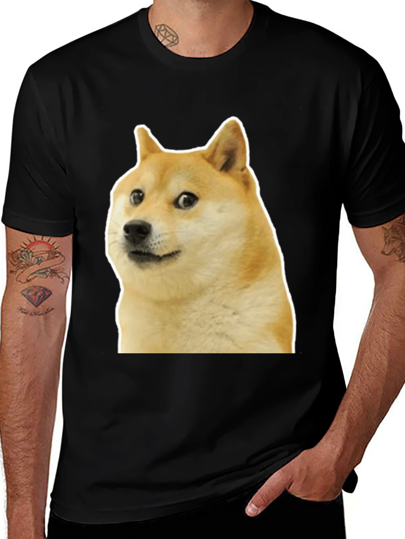 Variant 11 of Doge Meme Graphic Tee - Black Cotton T-Shirt