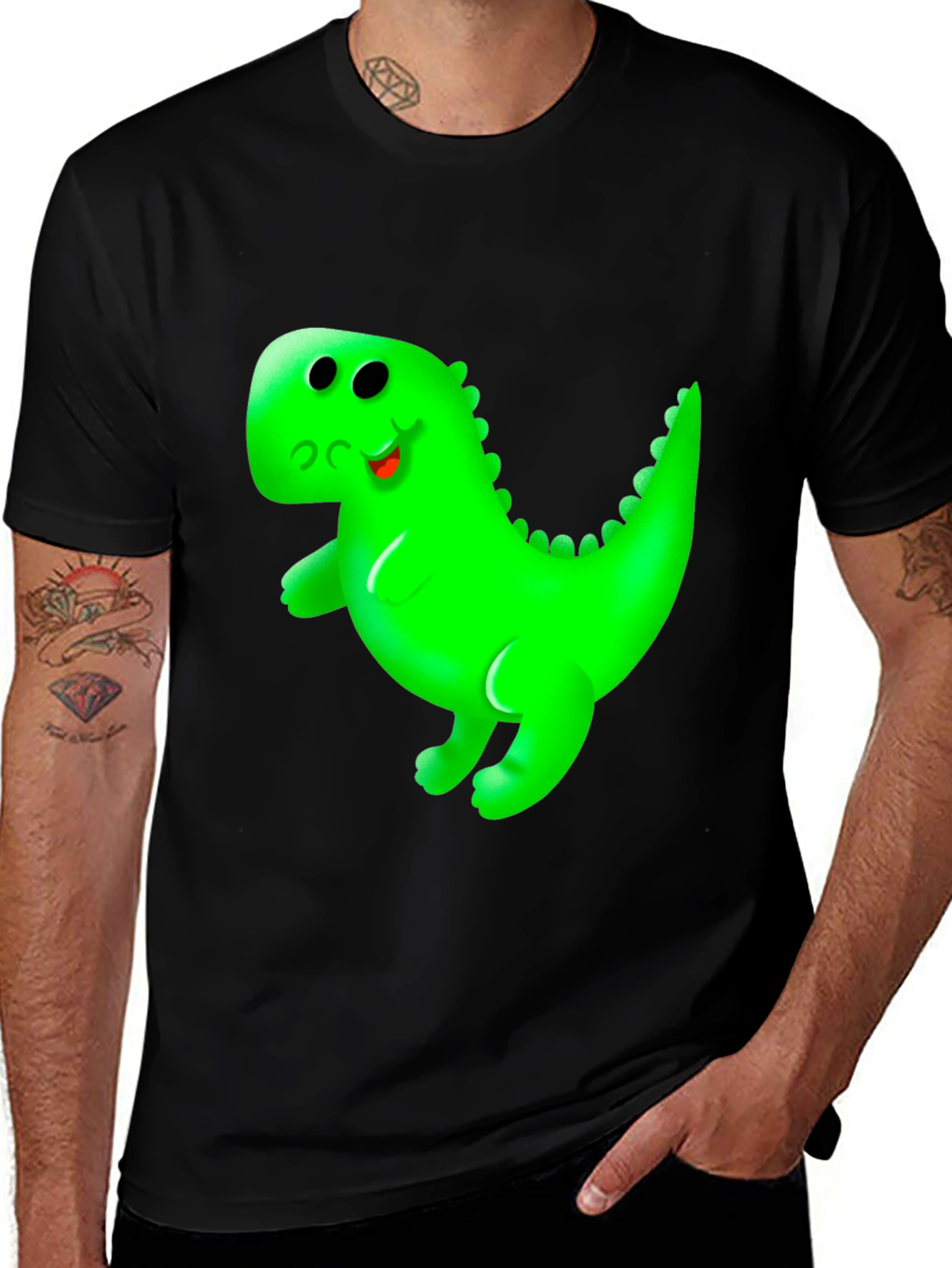 Variant 21 of Green Dinosaur Graphic T-Shirt - Casual Cotton Tee
