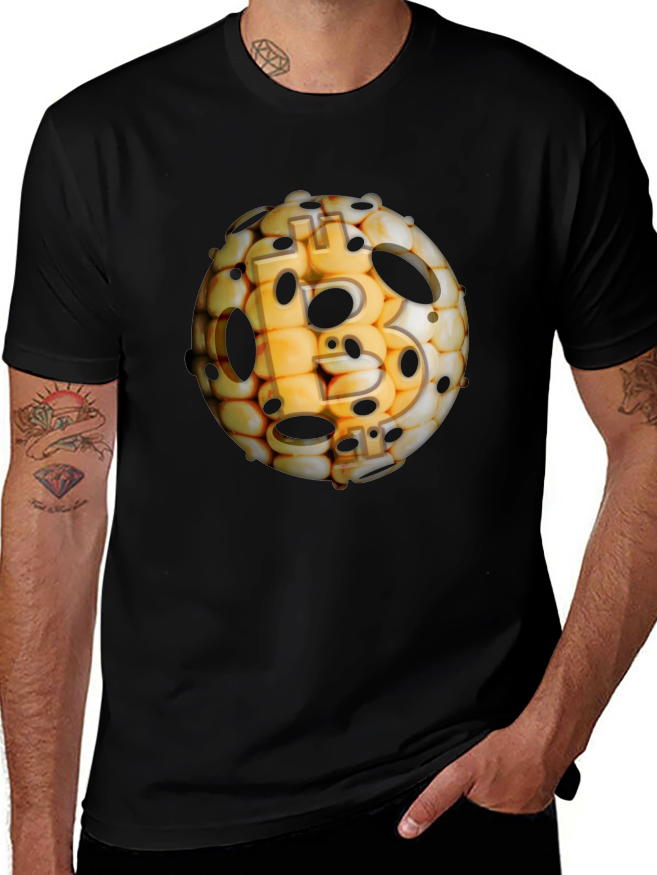 Variant 21 of Bitcoin Sphere Black T-Shirt - Crypto Design