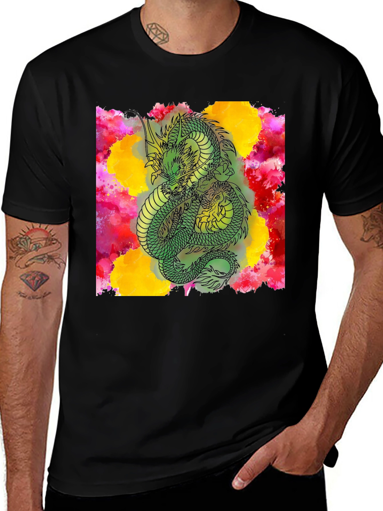 Variant 16 of Dragon Graphic Print Crew Neck T-Shirt