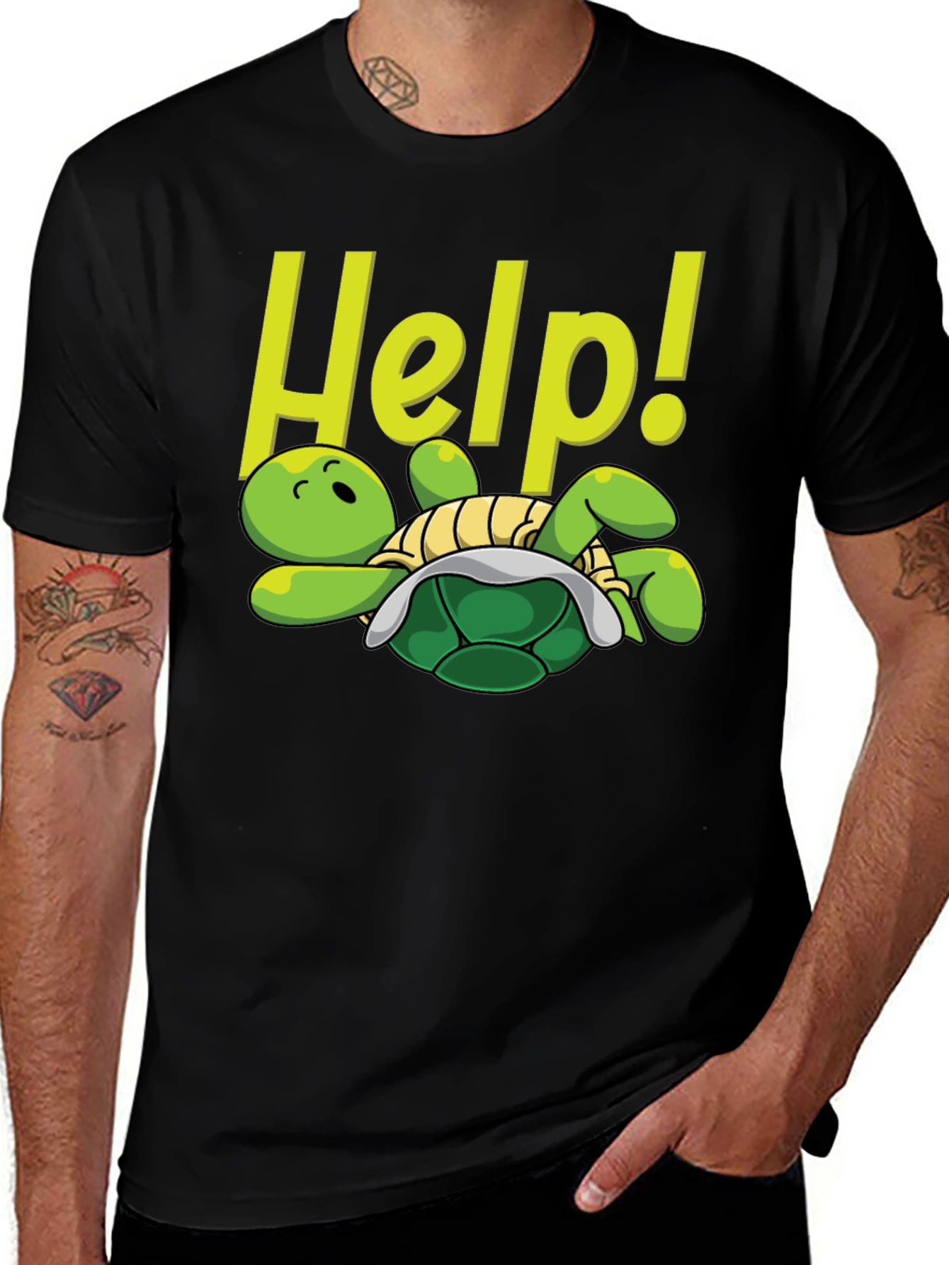 Variant 4 of Funny Turtle Help T-Shirt 