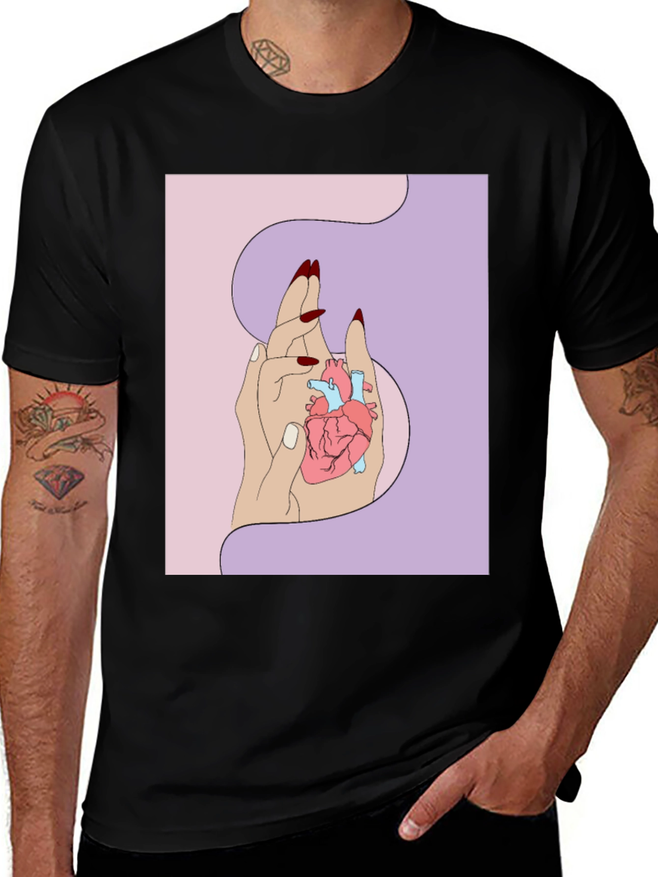 Variant 8 of Anatomical Heart Hands T-Shirt - Artistic Graphic Tee