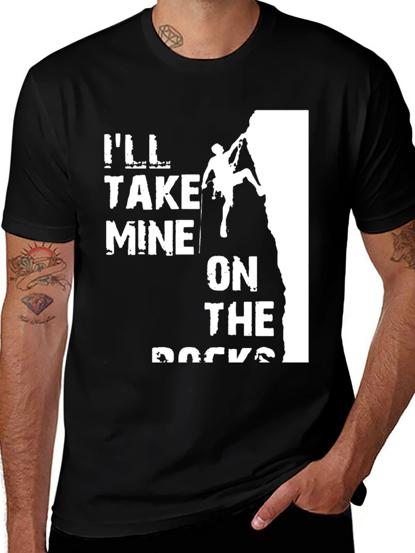 Variant 27 of Climbing T-Shirt: "I'll Take Mine On The Rocks" - Black