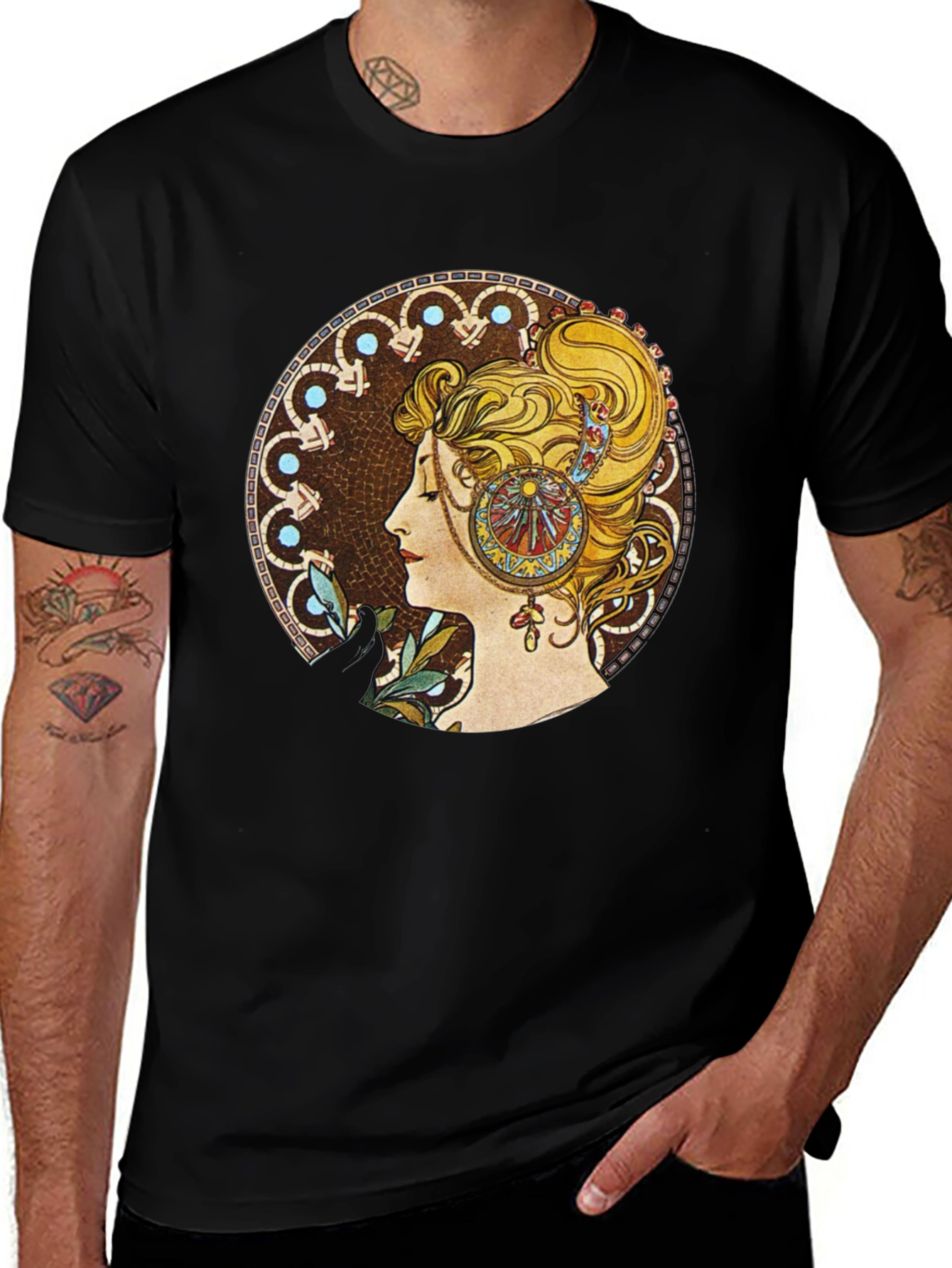 Art Nouveau Graphic T-Shirt - Black