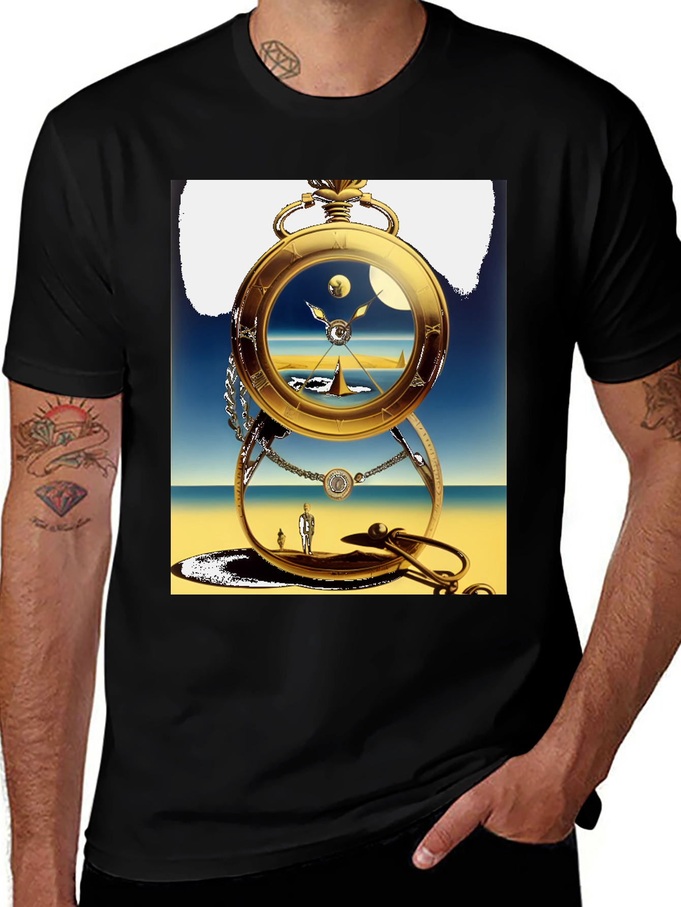 Variant 12 of Surreal Pocket Watch Graphic Tee