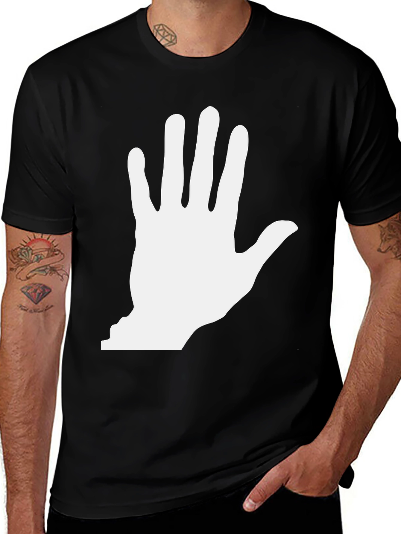 Variant 28 of Statement Hand Graphic Black T-Shirt