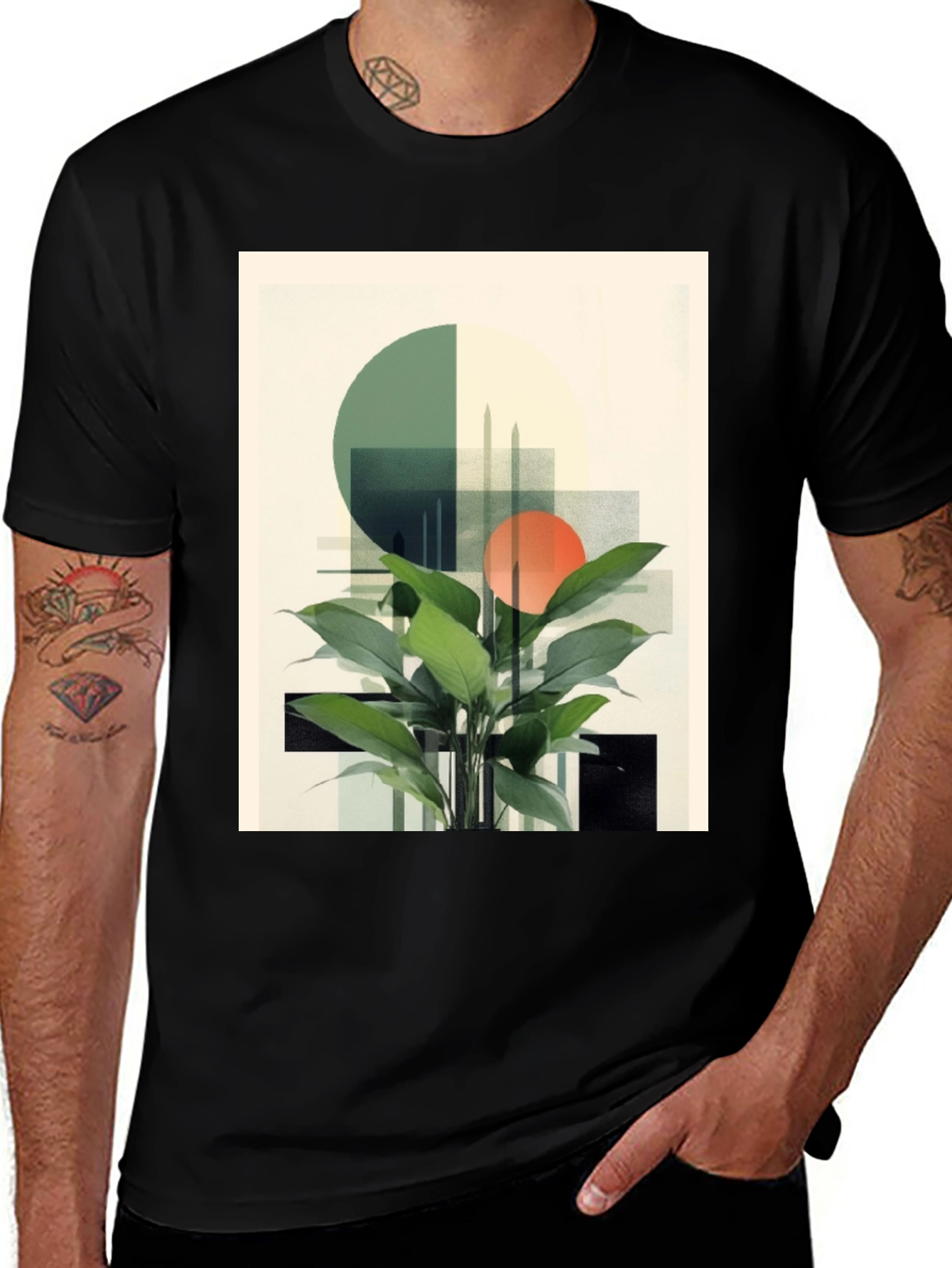 Variant 29 of Modern Geometric Plant T-Shirt - Stylish Graphic Tee