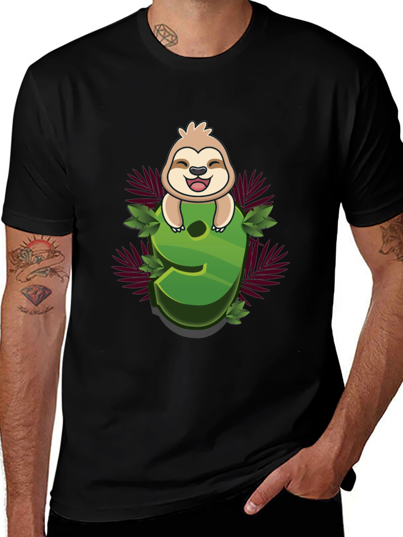 Variant 23 of Sloth Number 9 Graphic Tee - Kids Birthday Shirt
