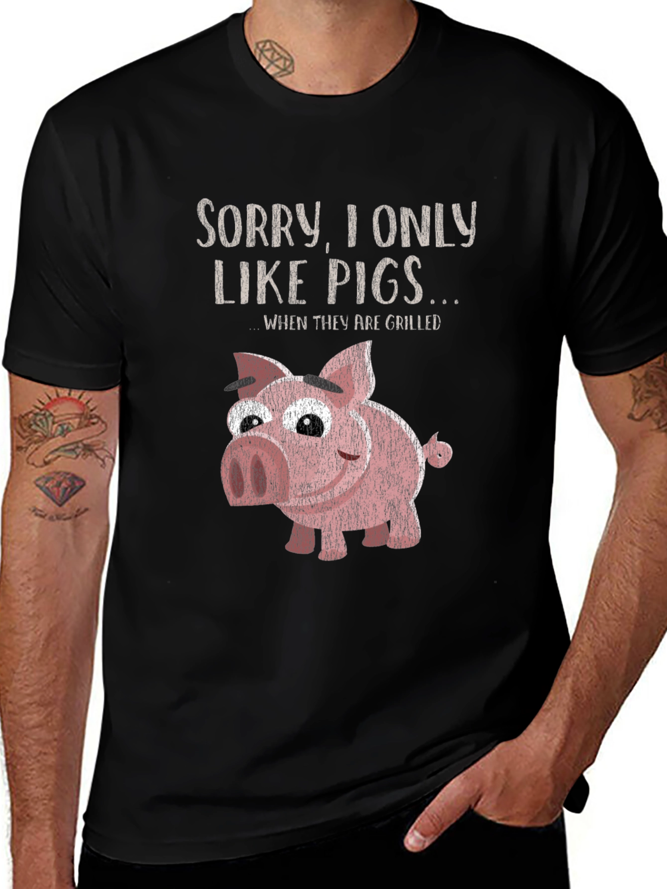 Variant 6 of Funny Pig T-Shirt - I Only Like Pigs Grilled BBQ Humor Tee
