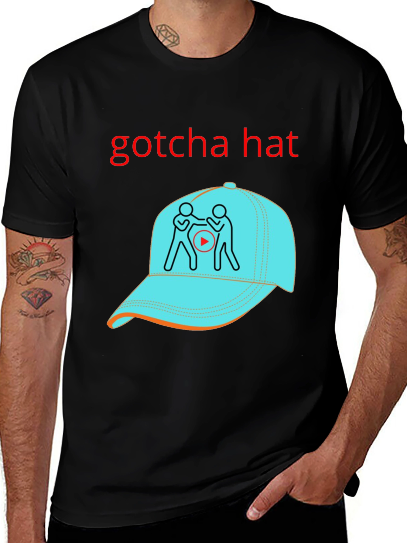 Variant 19 of Gotcha Hat Tee - Funny Graphic T-Shirt
