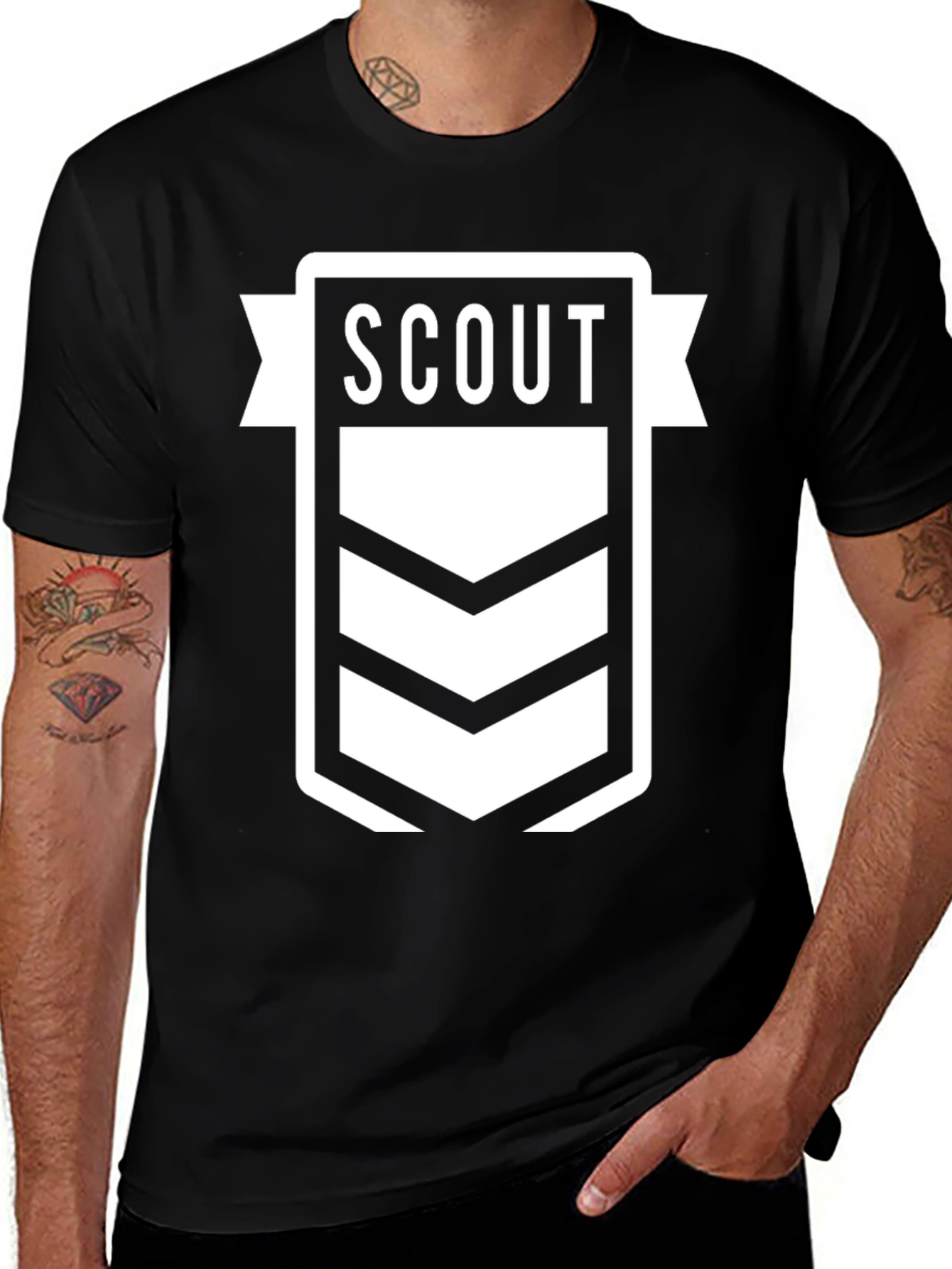 Variant 12 of Scout Emblem Black T-Shirt - Adventure Awaits!