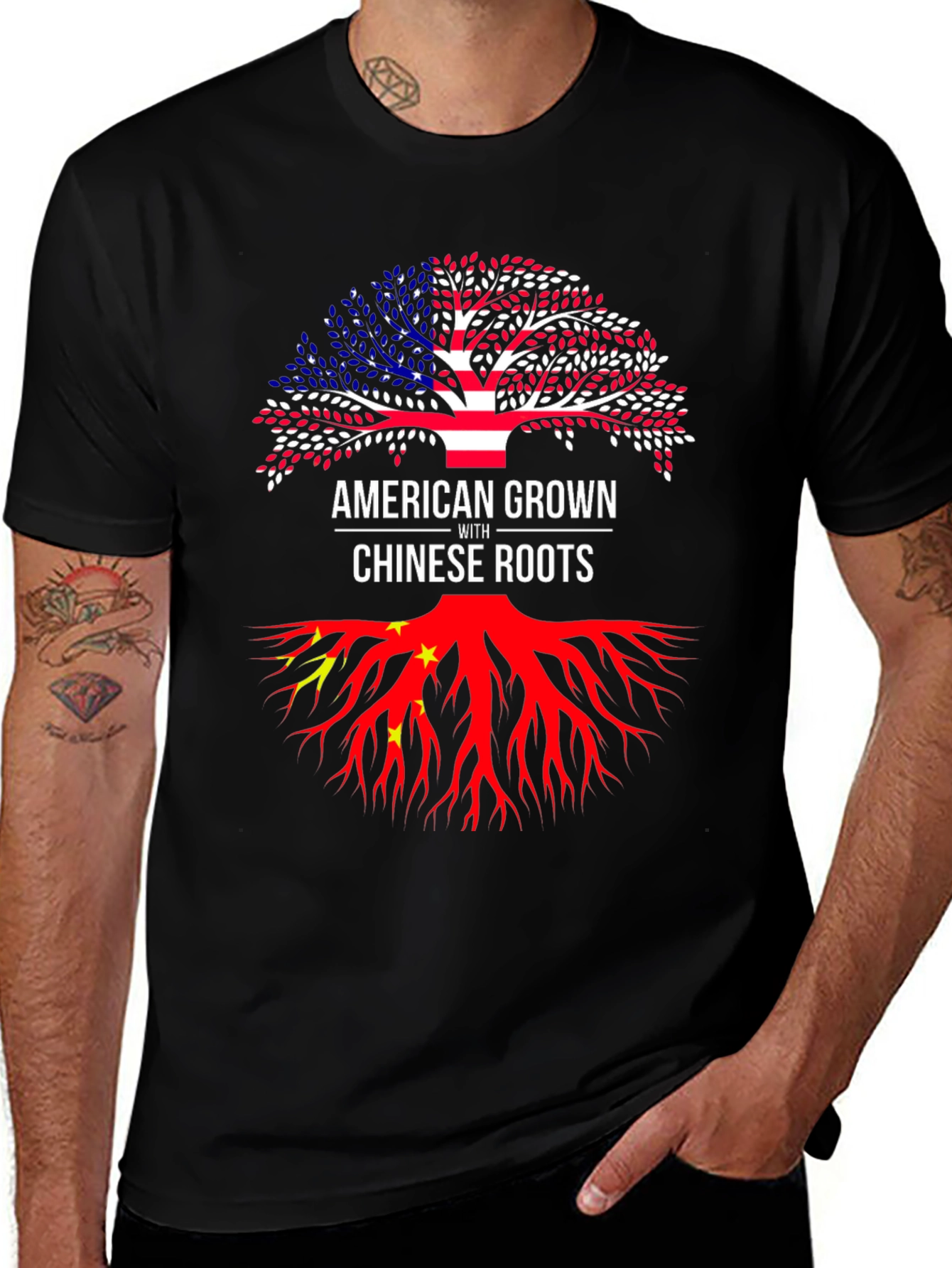 American Grown with Chinese Roots Graphic Tee