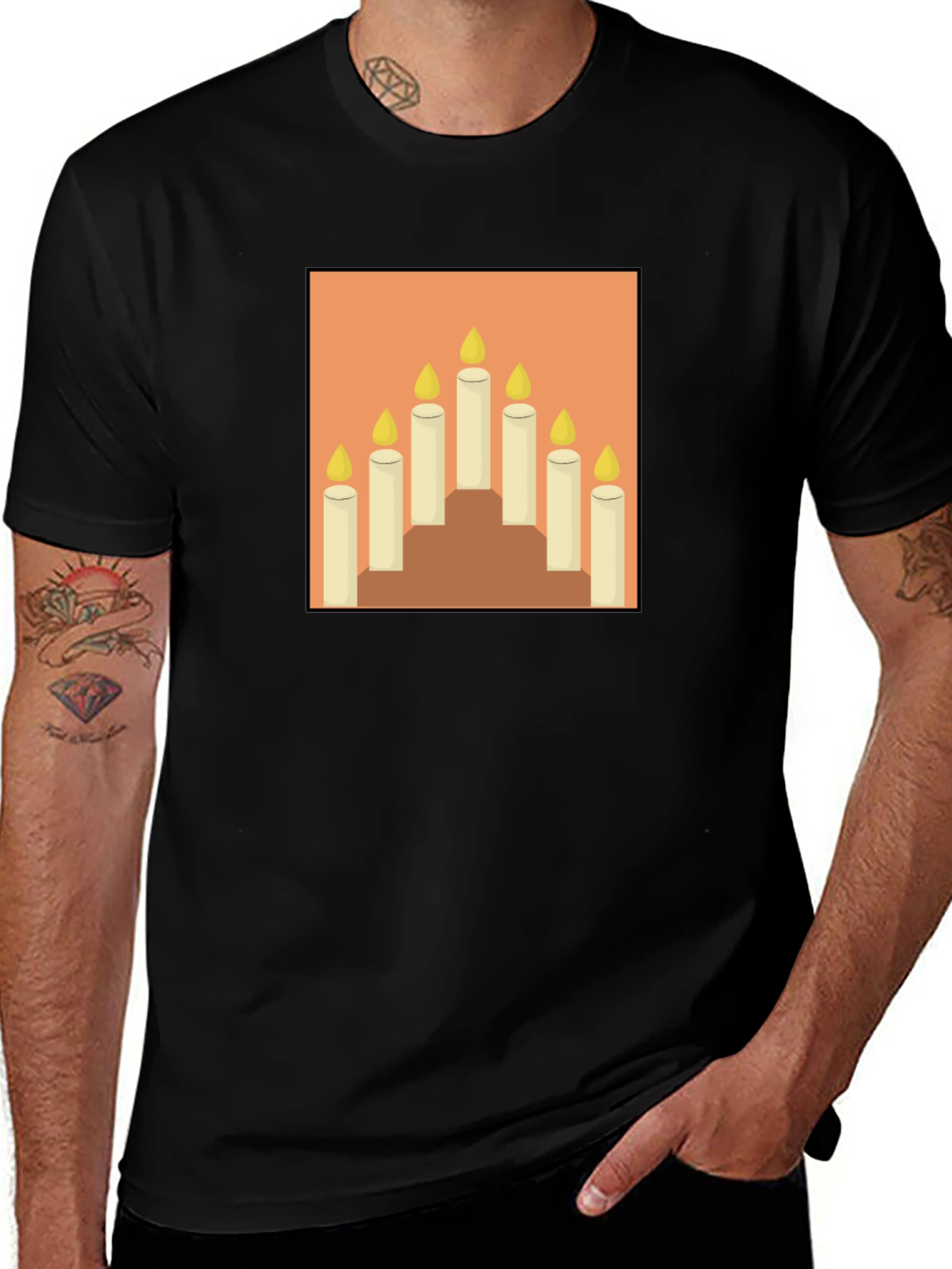 Variant 12 of Candle Graphic Black T-Shirt